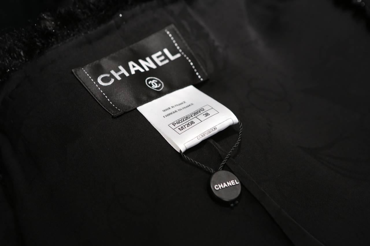2000s Chanel Little Black Cotton Tweed Jacket 4