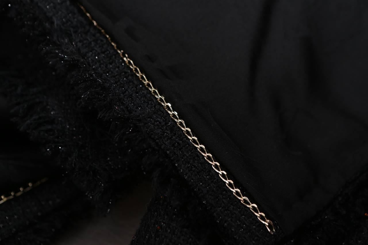 2000s Chanel Little Black Cotton Tweed Jacket 6