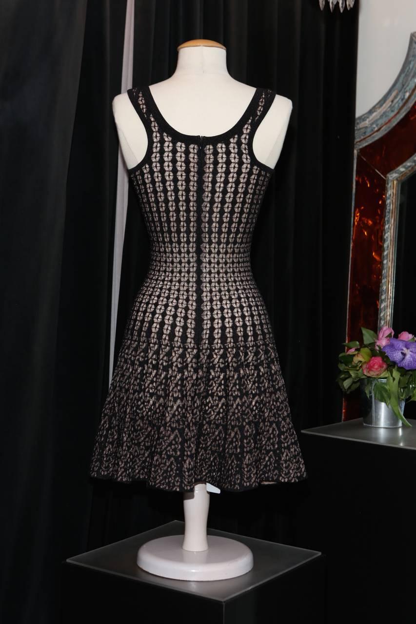 2010s Alaia Pink and Black Mini Skater Dress In Excellent Condition In Paris, FR