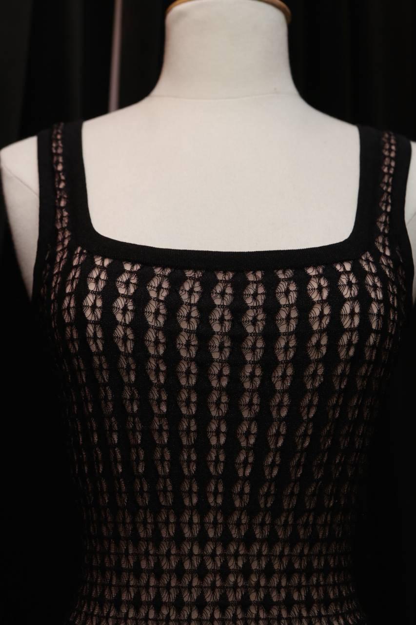 2010s Alaia Pink and Black Mini Skater Dress 1