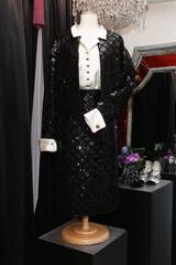 Early 1990s Chanel Black Sequins Skirt Suit