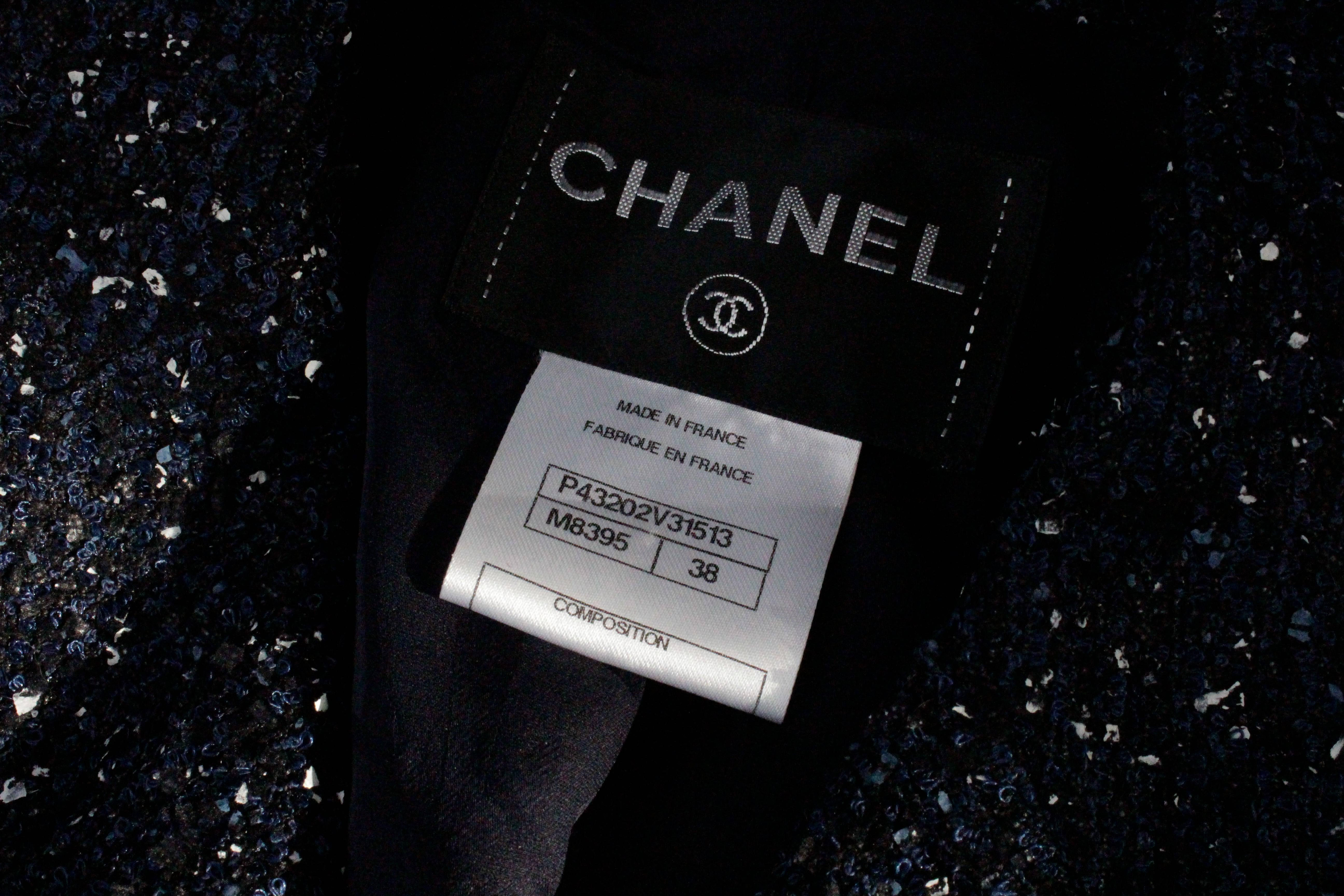 Spring 2012 Chanel Navy Blue Tweed Jacket 4
