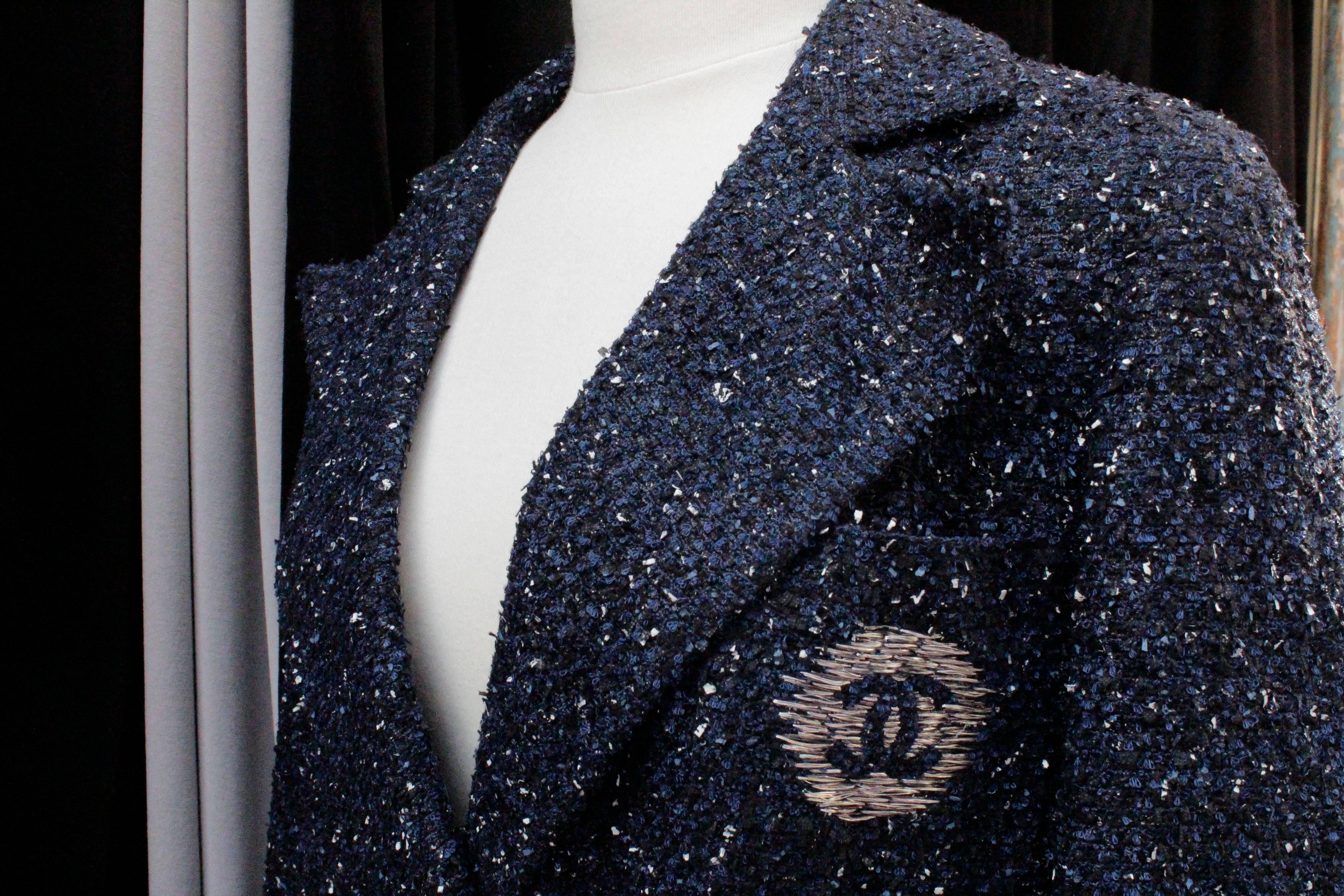 Women's Spring 2012 Chanel Navy Blue Tweed Jacket