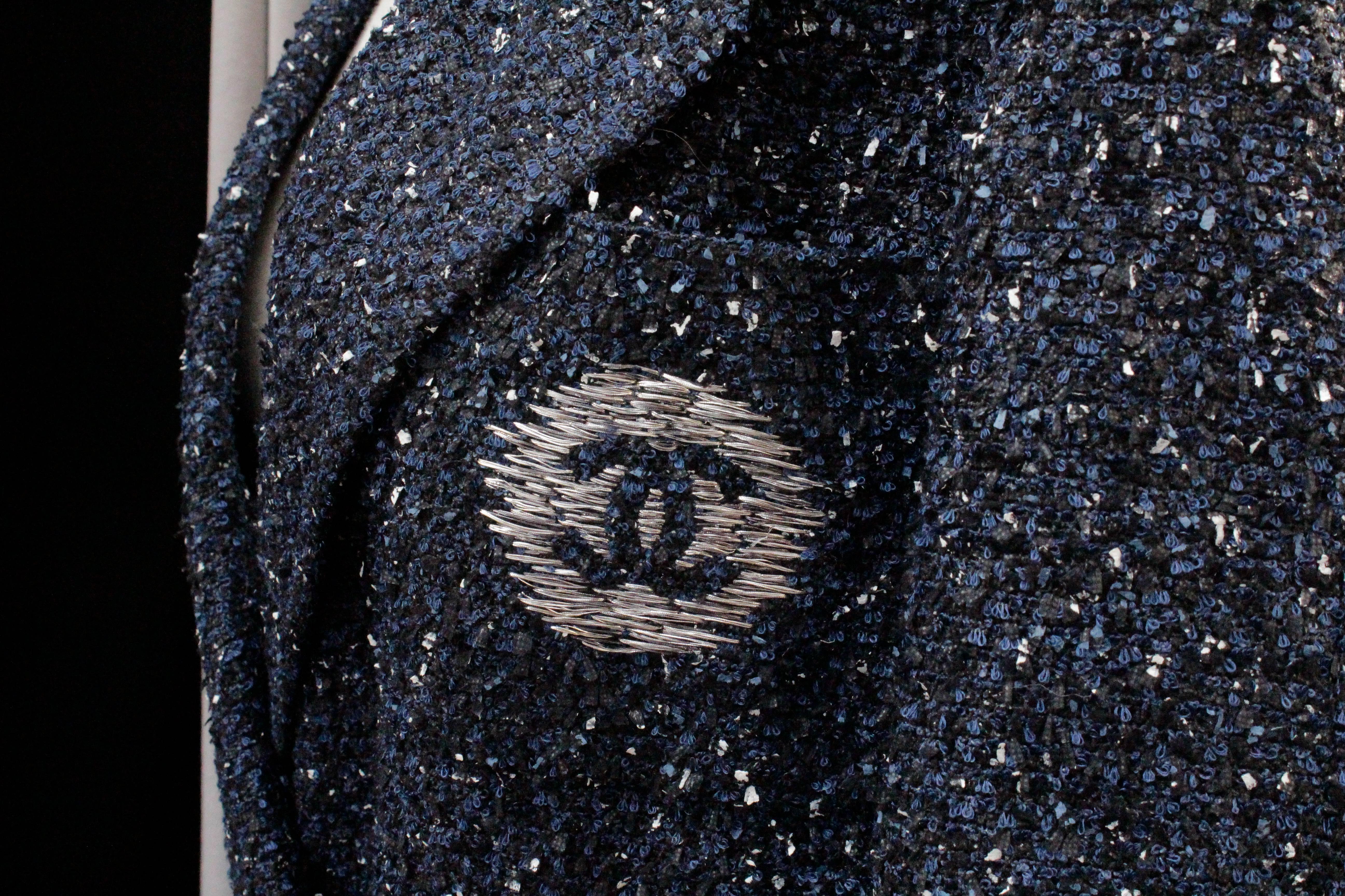Spring 2012 Chanel Navy Blue Tweed Jacket 1