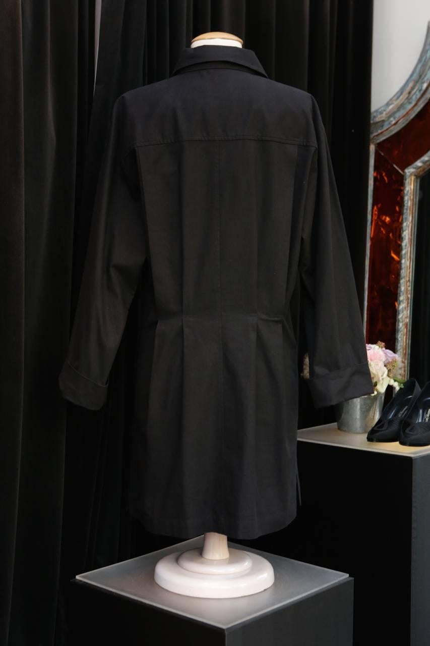 1993 Yves Saint Laurent Black Cotton Saharienne Dress In Excellent Condition In Paris, FR