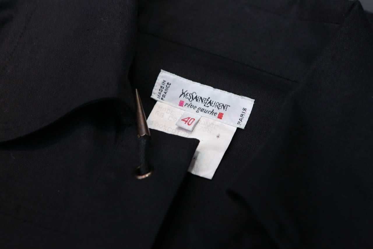 1993 Yves Saint Laurent Black Cotton Saharienne Dress 3