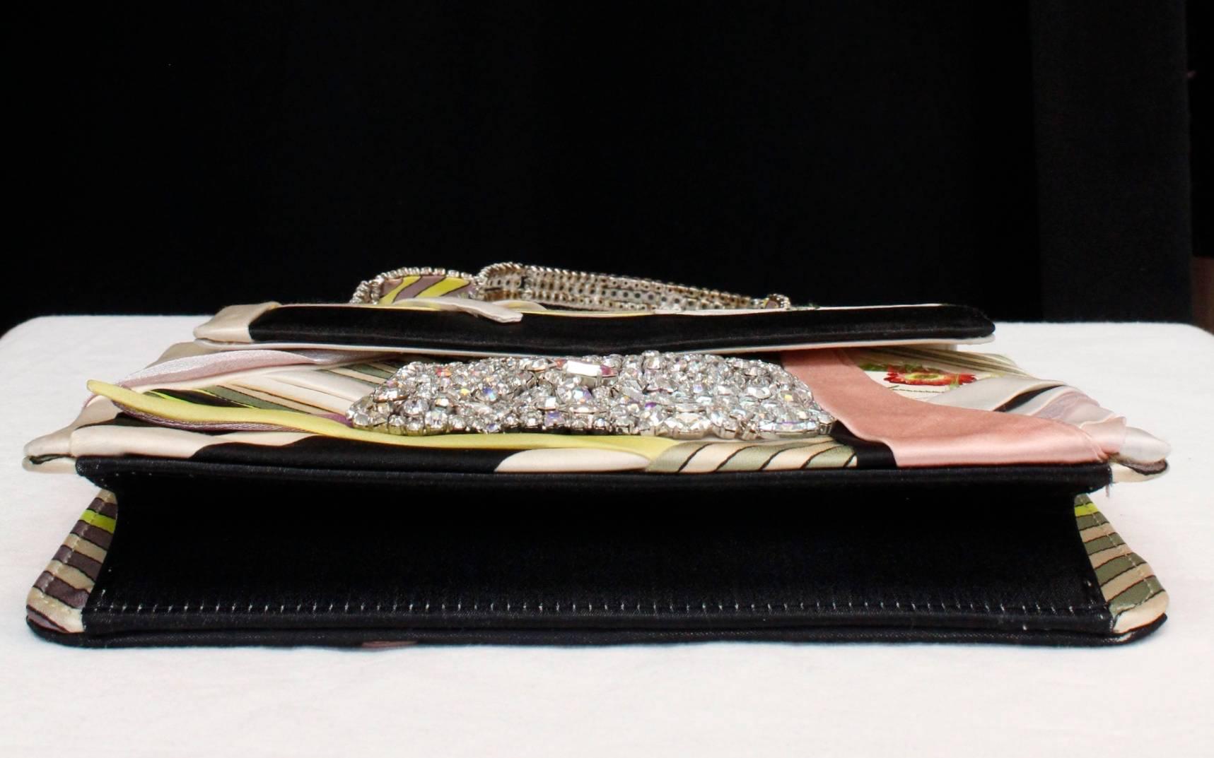 Women's 1990s Christian Lacroix evening bag composed of fabric patchwork and rhinestones