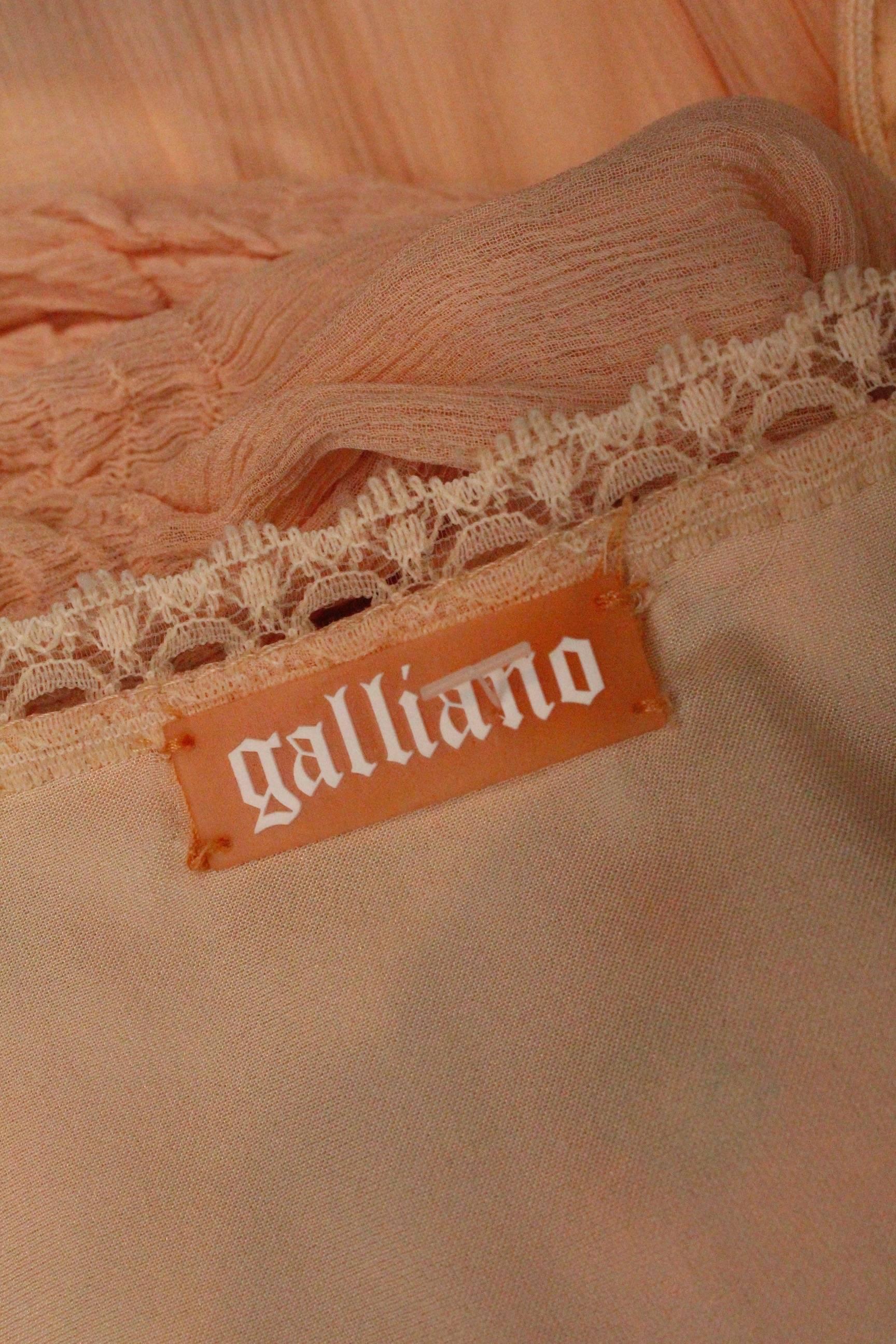 2000s, John Galliano light pink silk dress with flowers embroideried  For Sale 5