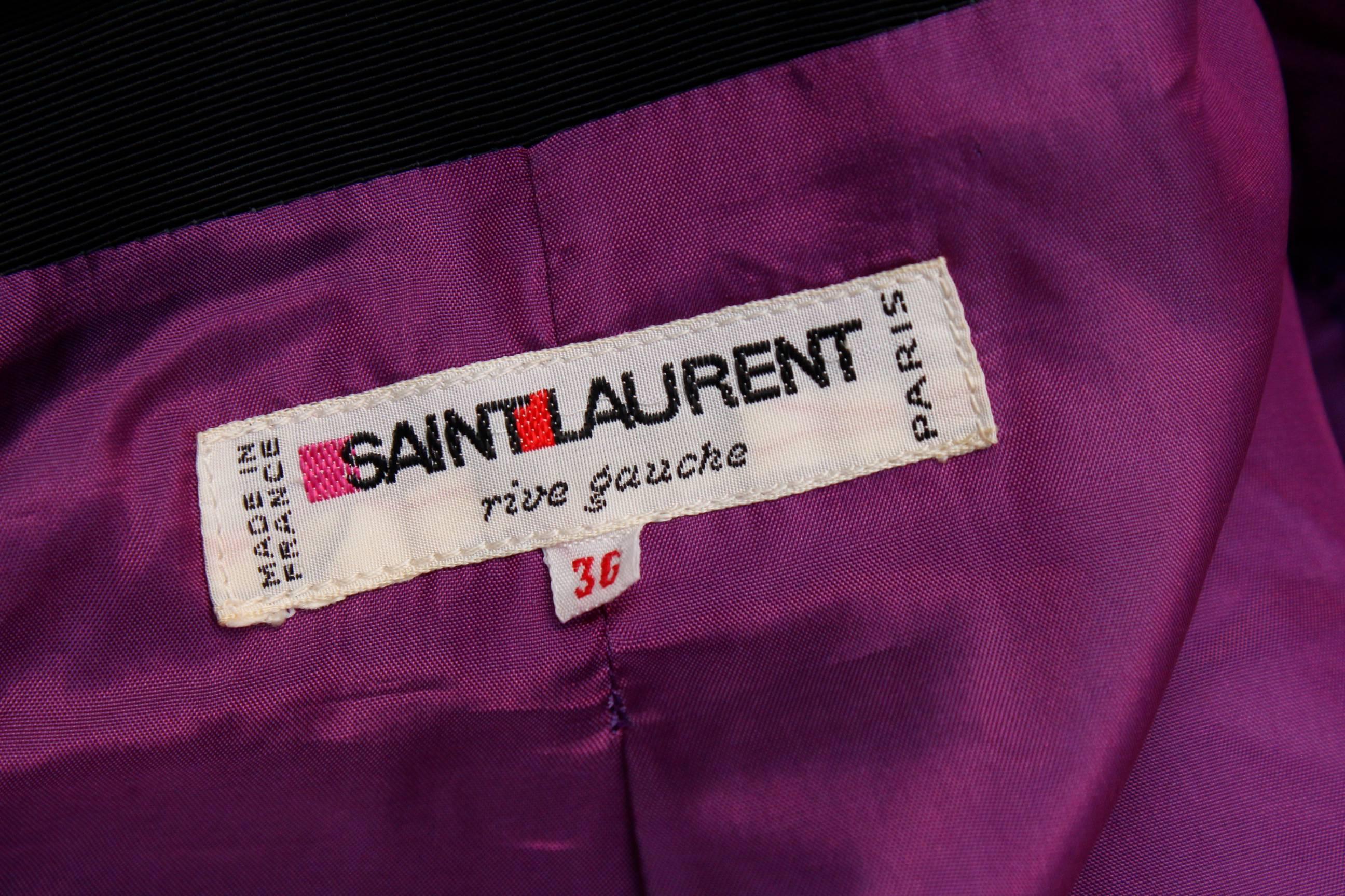 Yves Saint Laurent Rive Gauche dress and jacket set in purple, black and white  For Sale 5