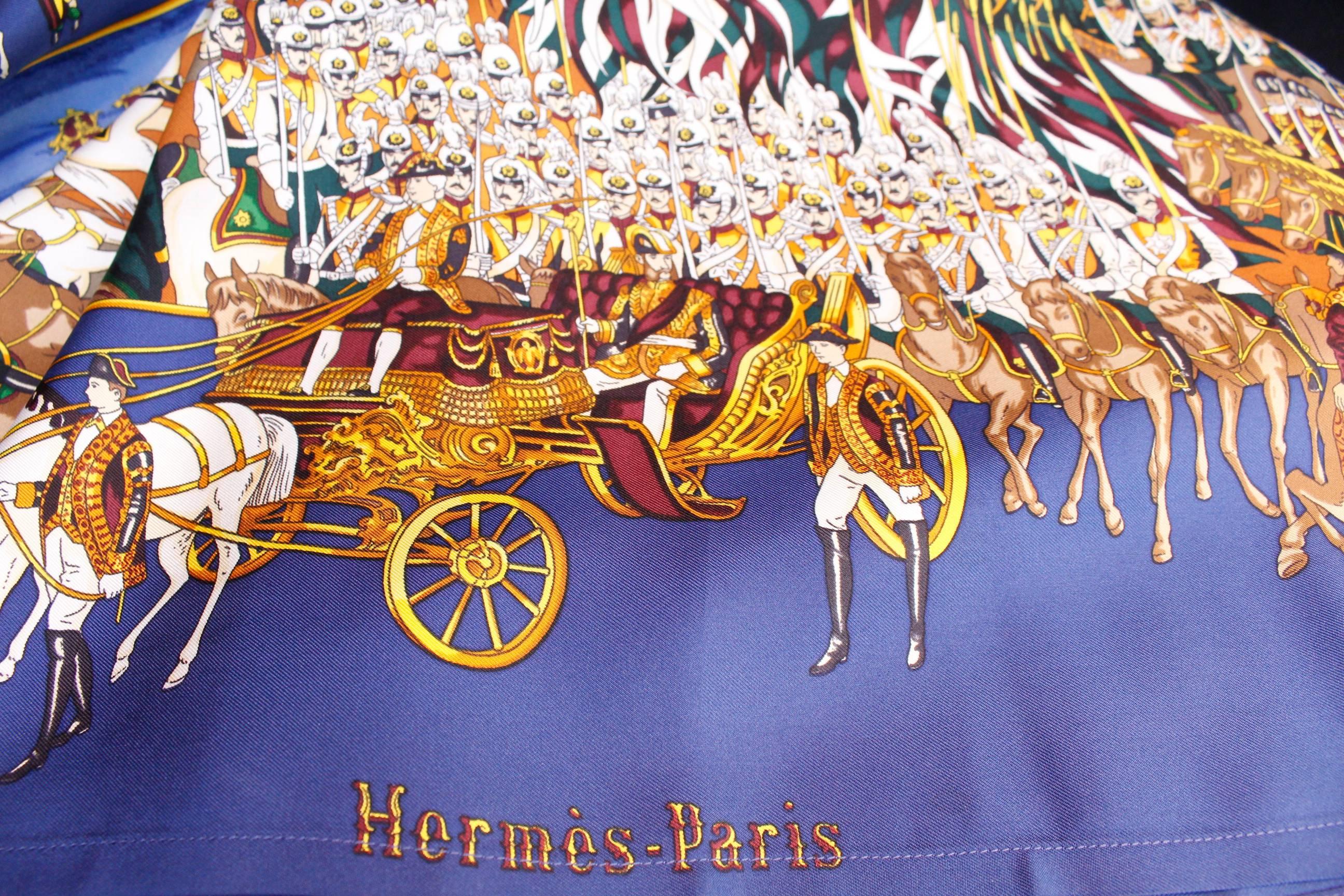 1990s Hermès “Grand cortège à Moscou” by Michel Duchene silk blouse 4