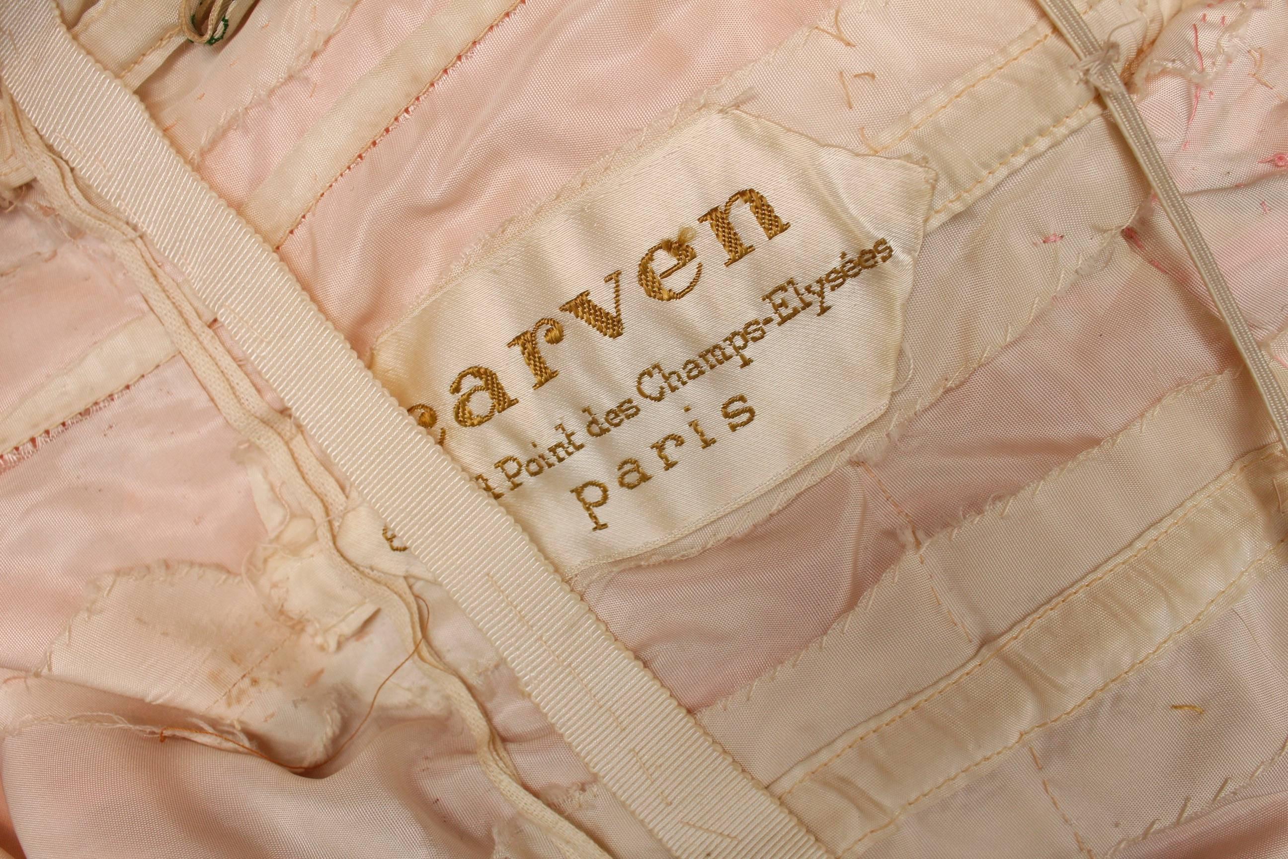 1960s, Carven Haute Couture bustier cocktail dress made of floral silk chiffon 5