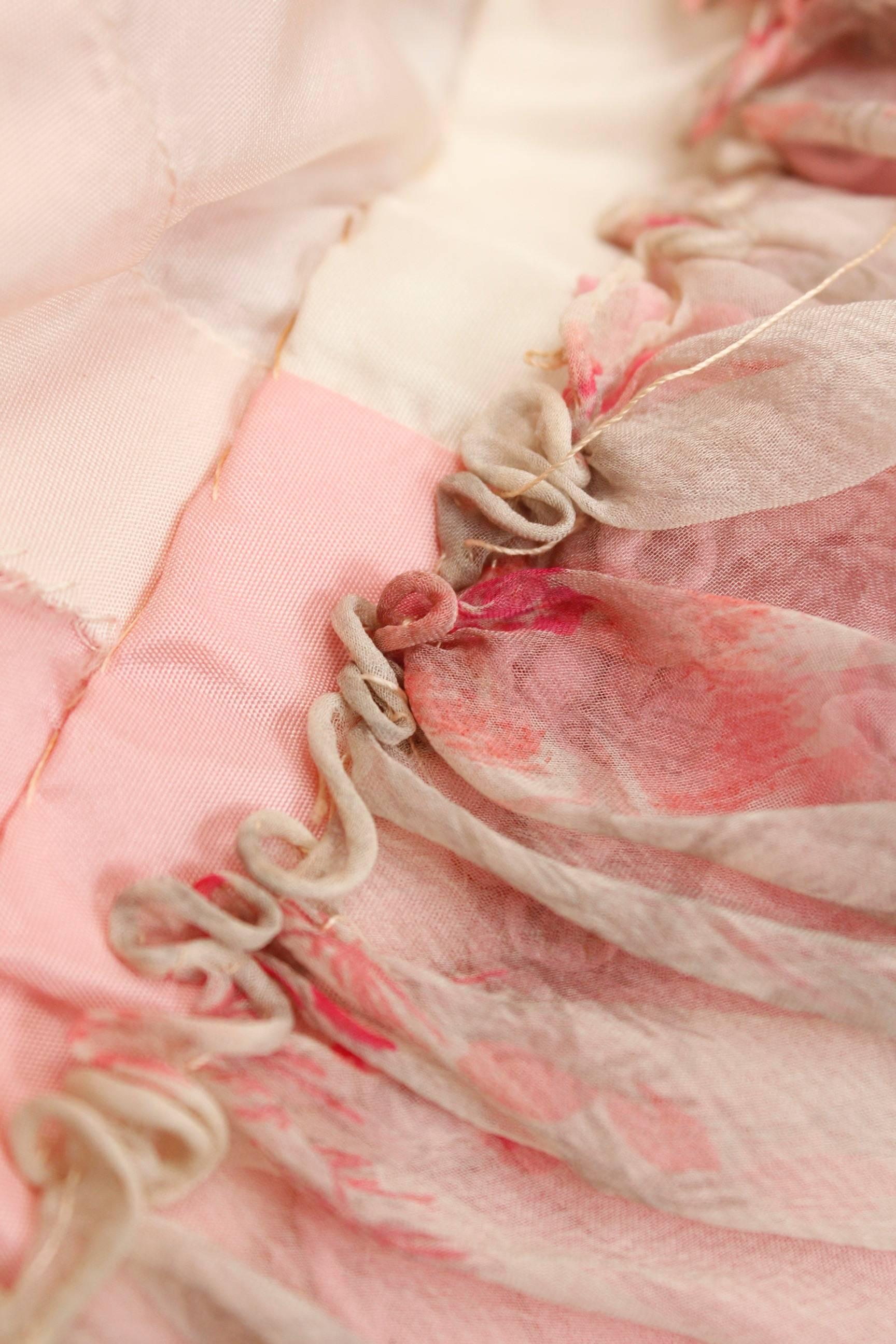 1960s, Carven Haute Couture bustier cocktail dress made of floral silk chiffon 3