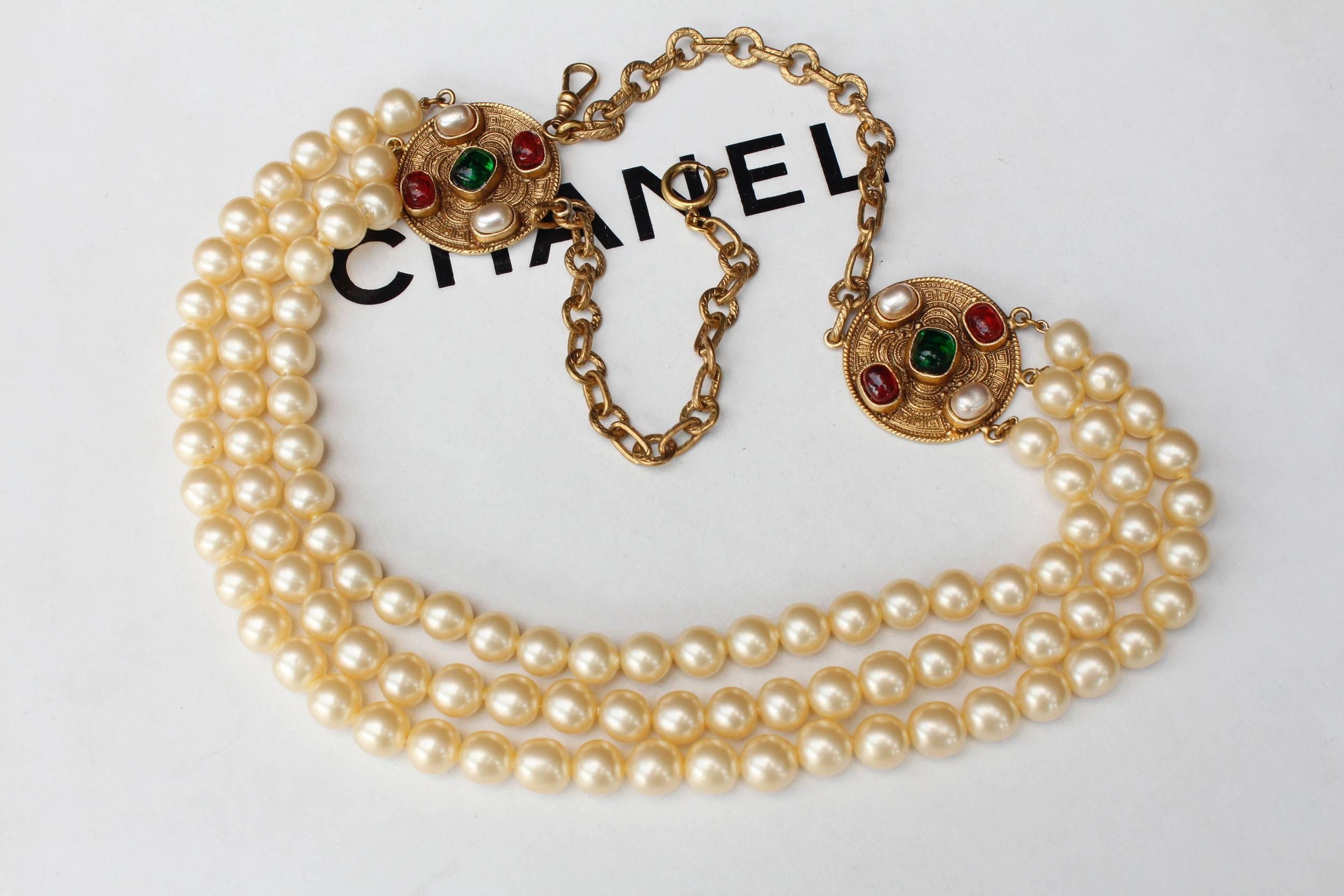 Chanel Long Multi-Strand Pearly Necklace, 1984   In Excellent Condition In Paris, FR