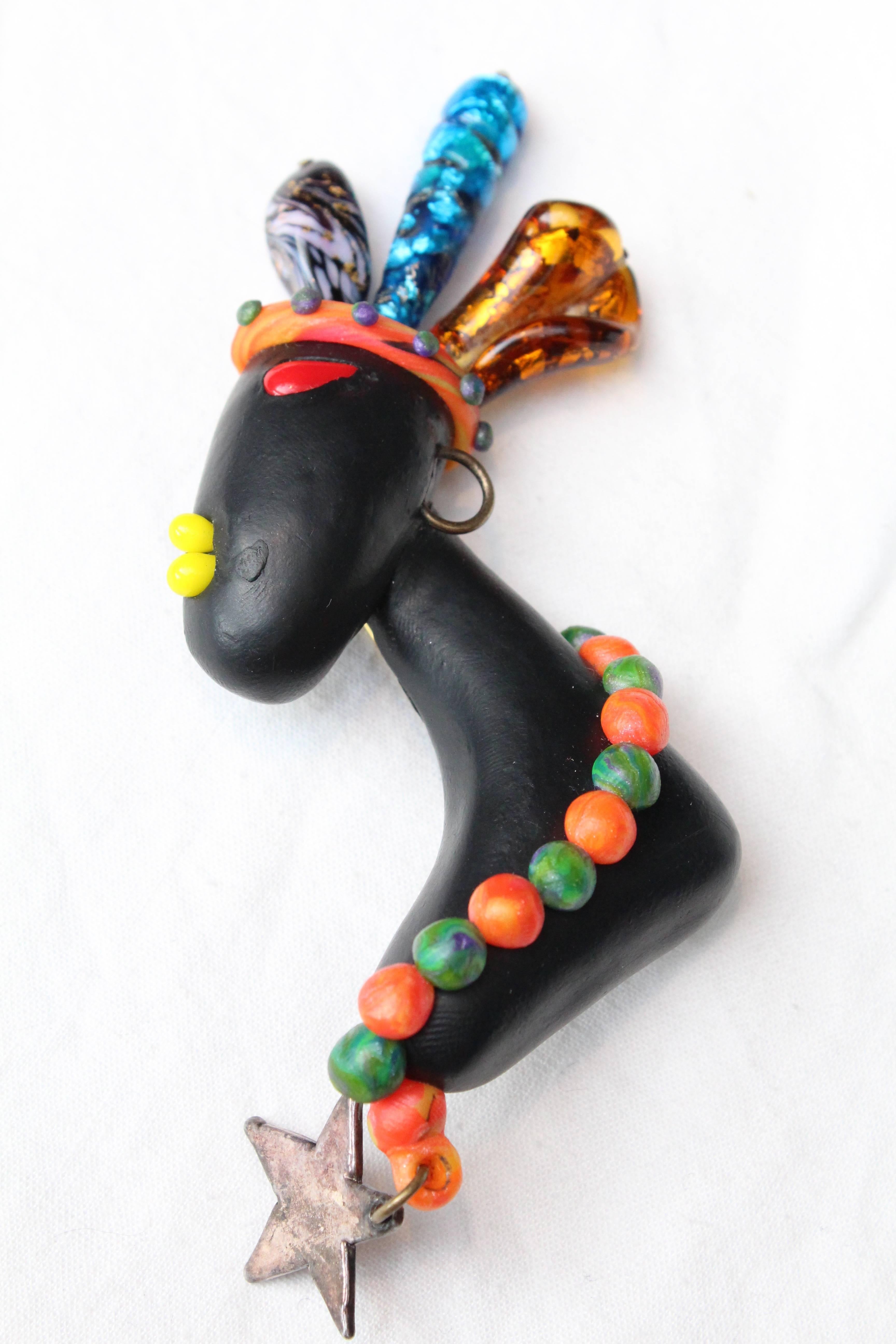 Women's 1990s Chanel rare brooch representing a young African woman For Sale