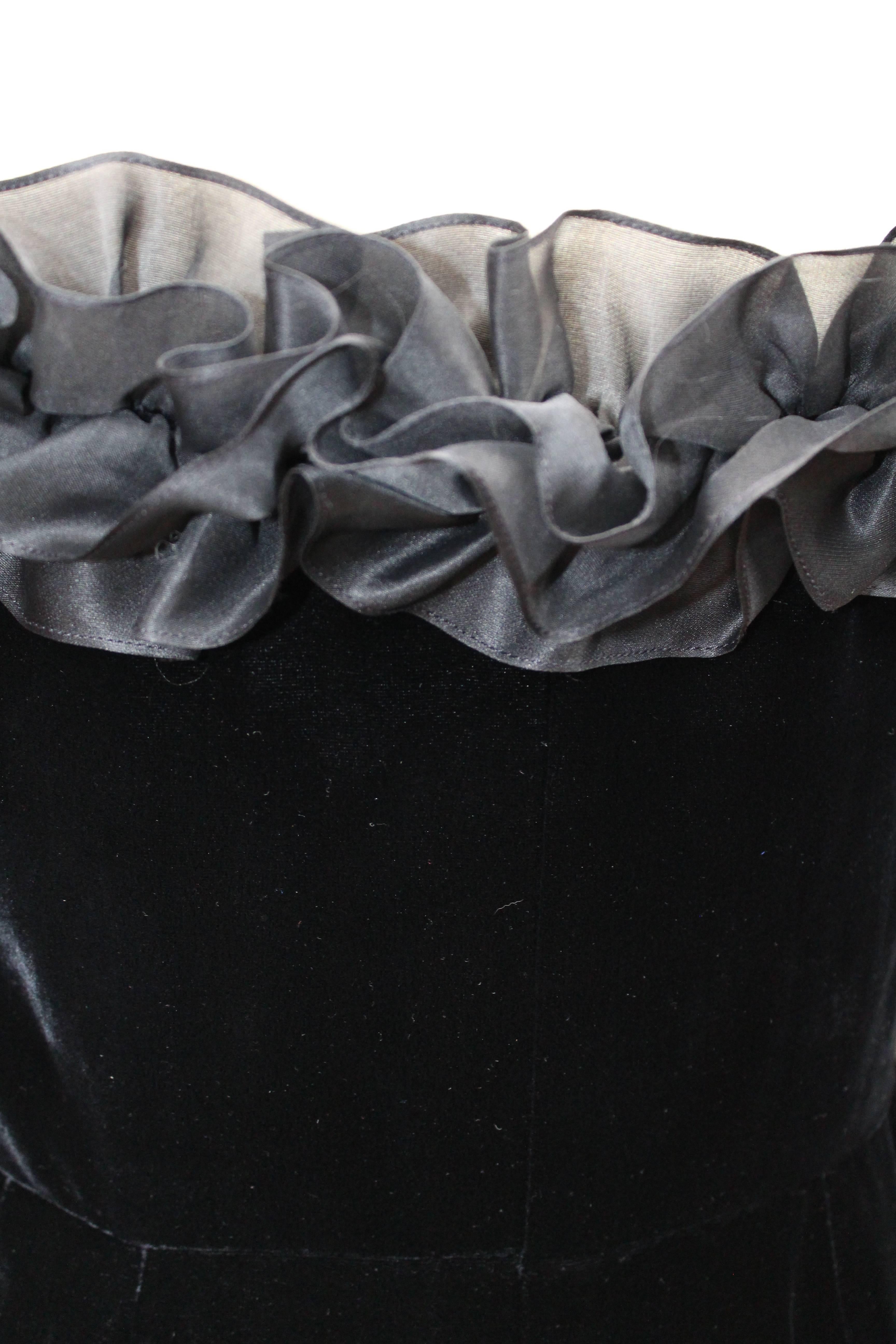 1987 Yves Saint Laurent black velvet bustier dress 2