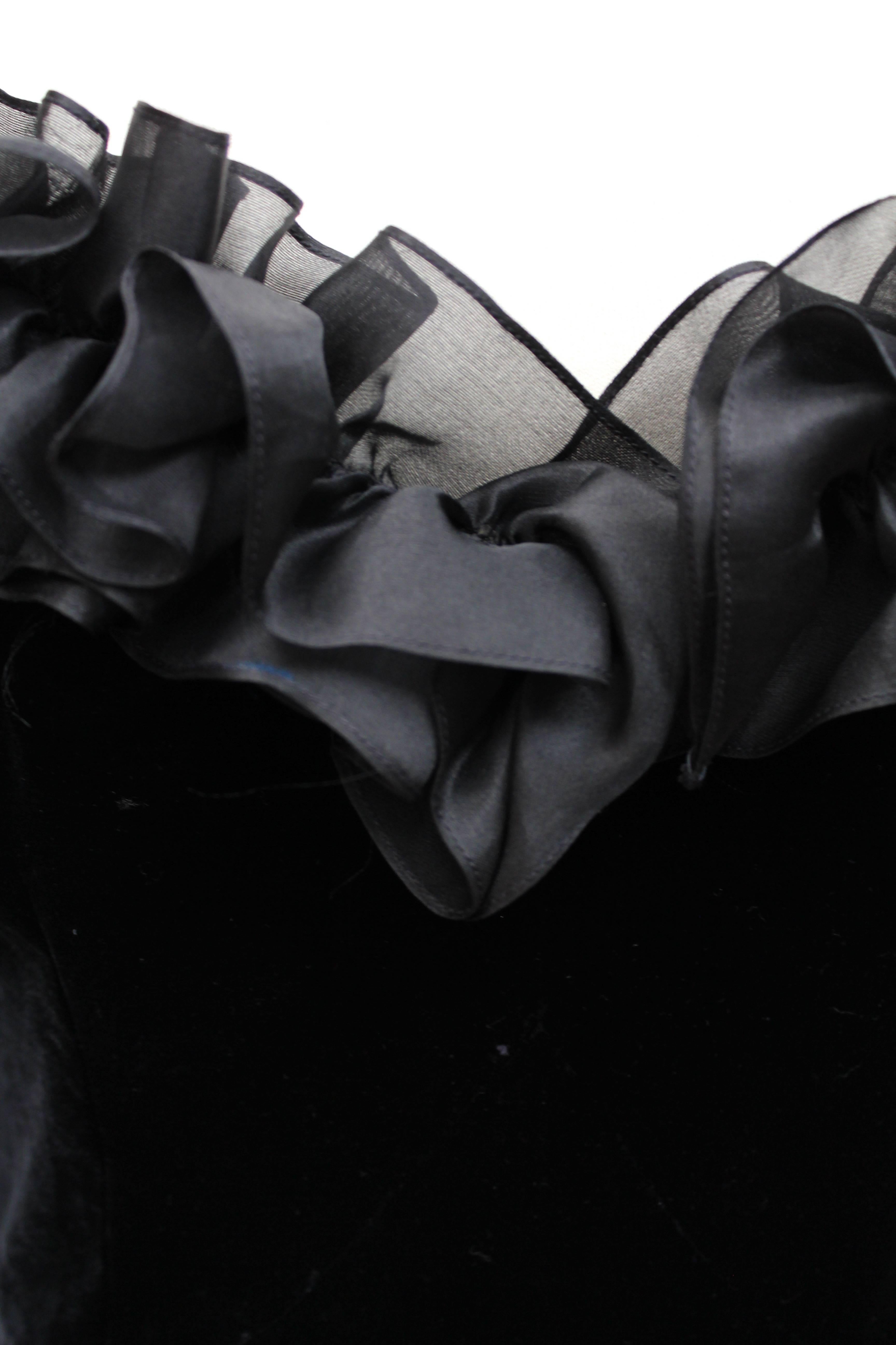1987 Yves Saint Laurent black velvet bustier dress 1