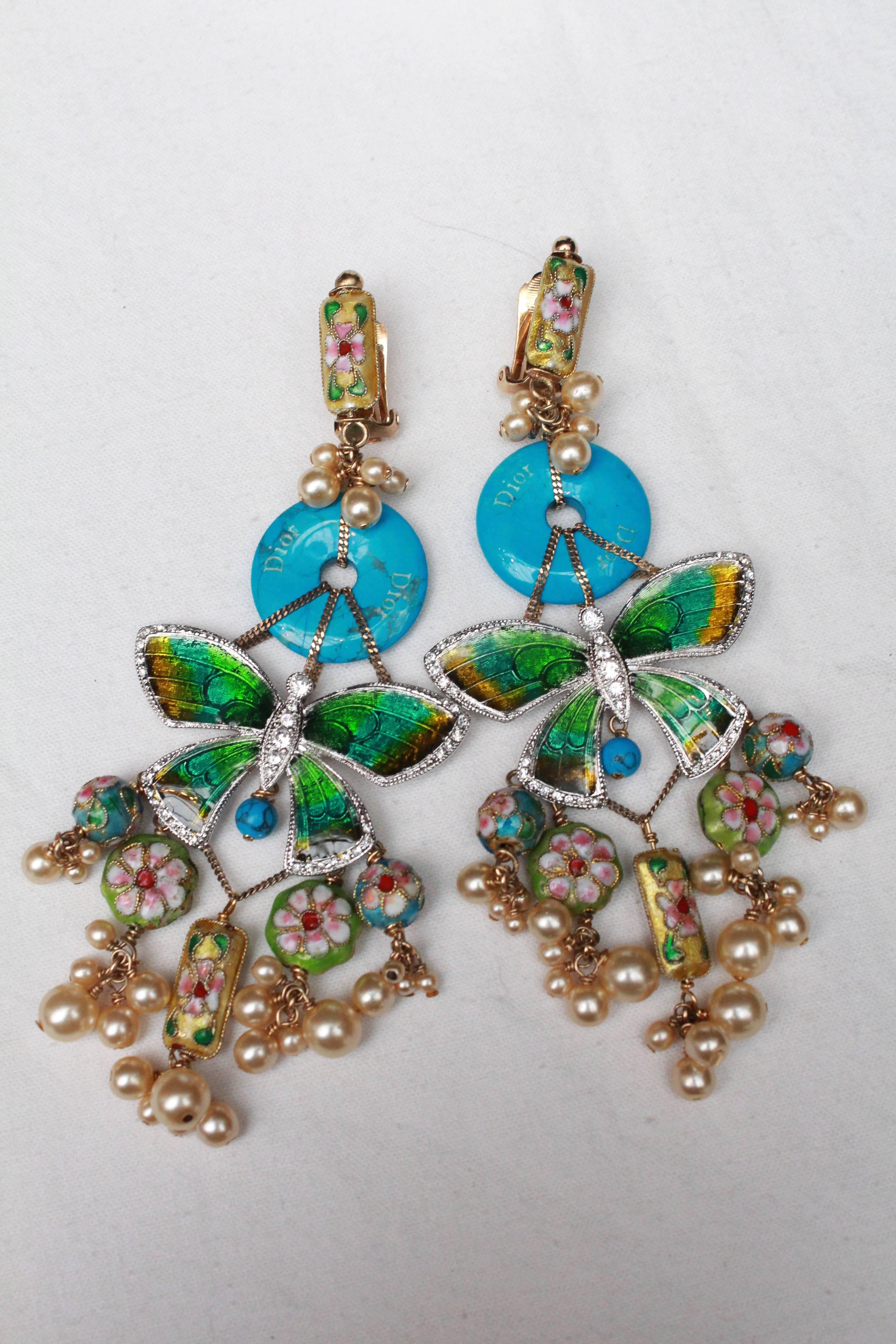 dior earrings butterfly
