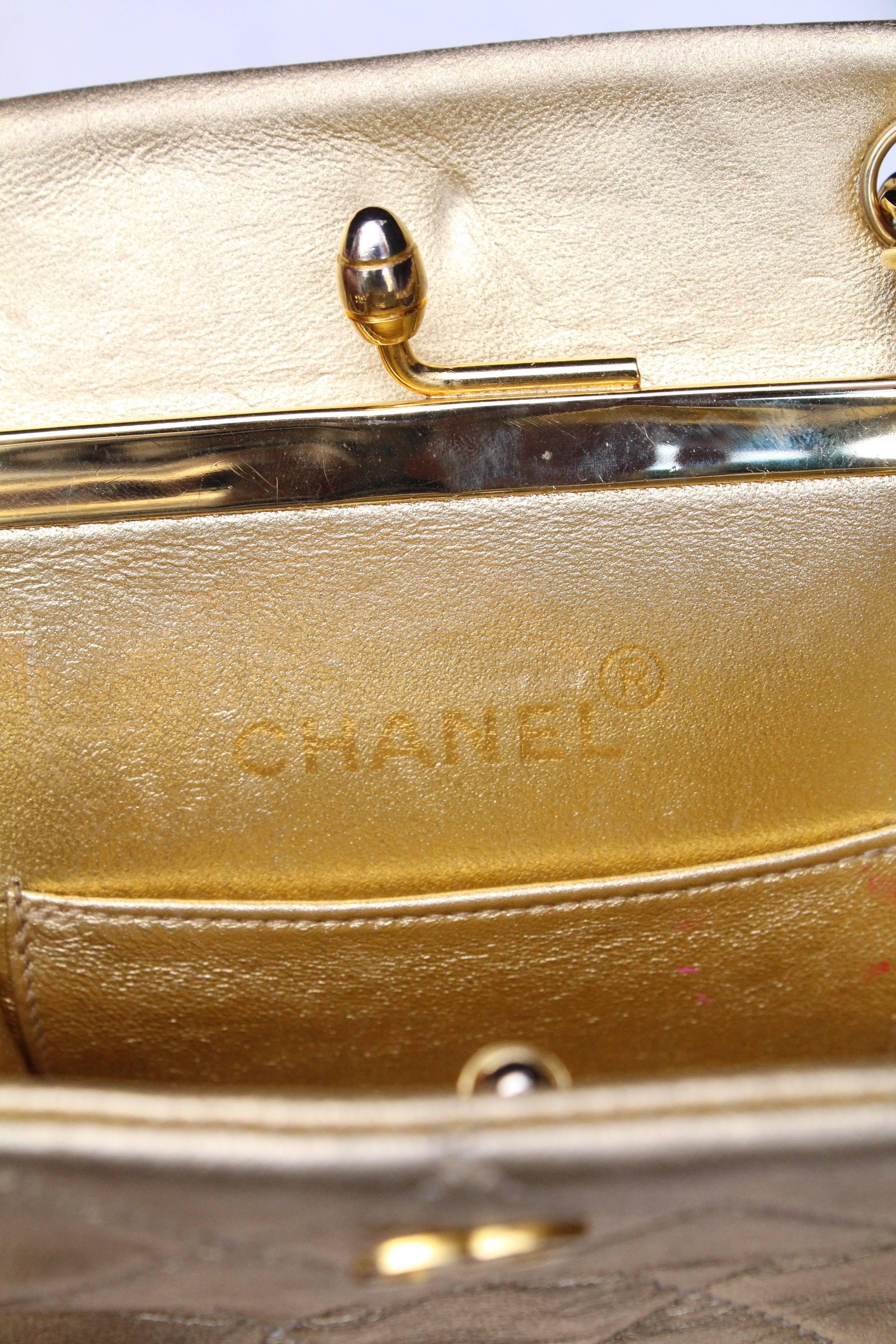 Chanel quilted golden leather small evening bag, 1980s  5