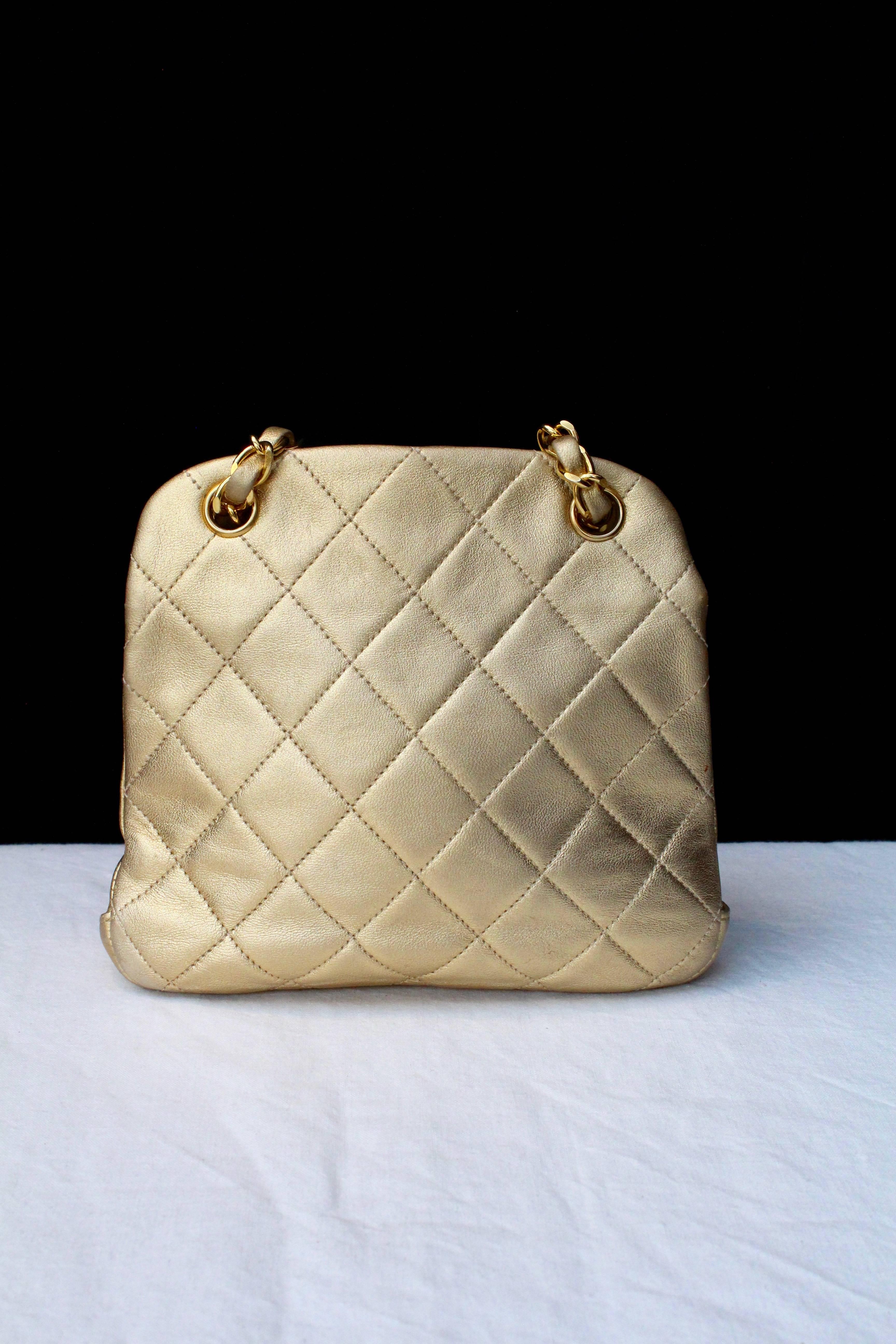 Women's Chanel quilted golden leather small evening bag, 1980s 