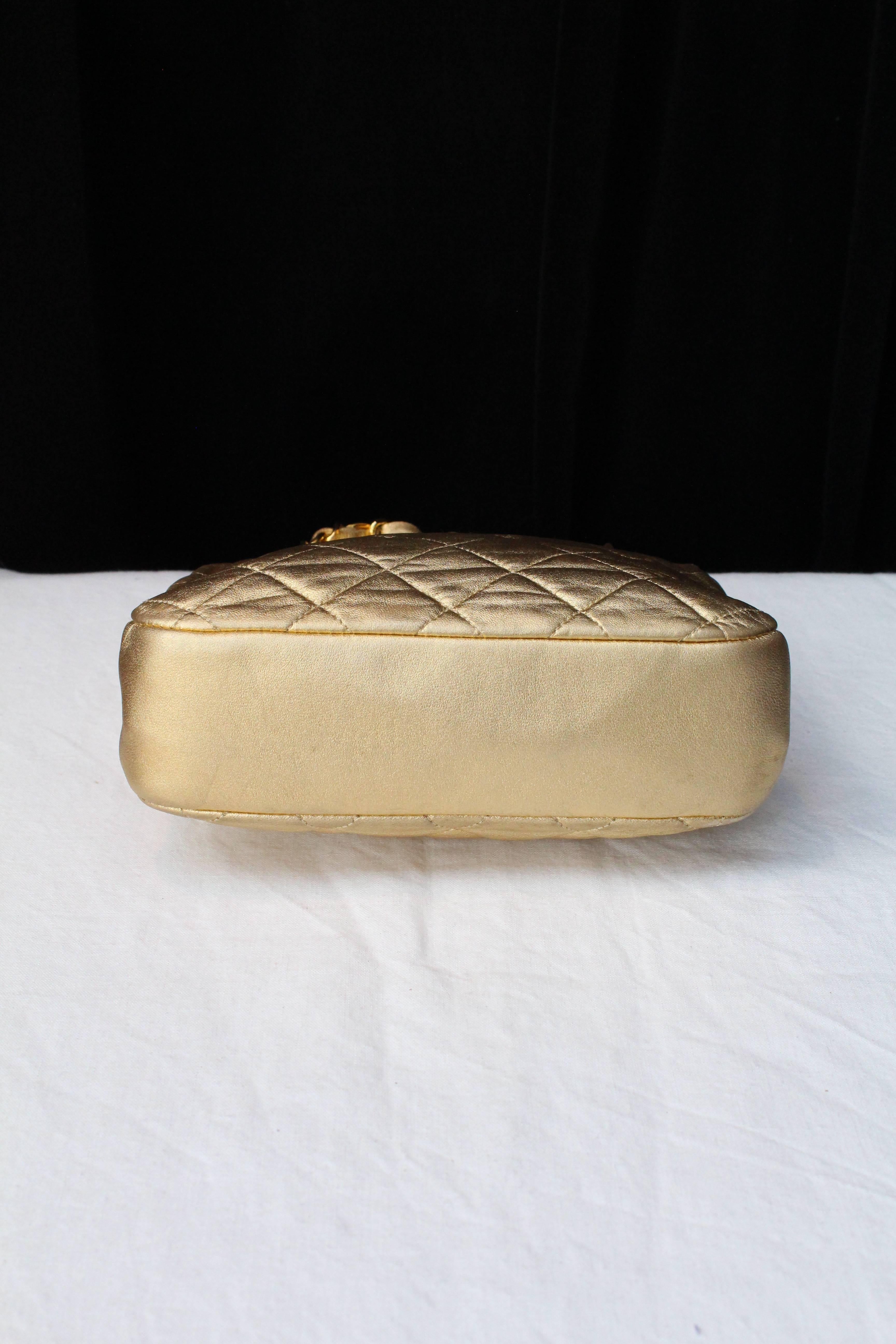 Chanel quilted golden leather small evening bag, 1980s  2