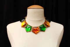 1990s Goossens for Yves Saint Laurent multicolor pentagon choker