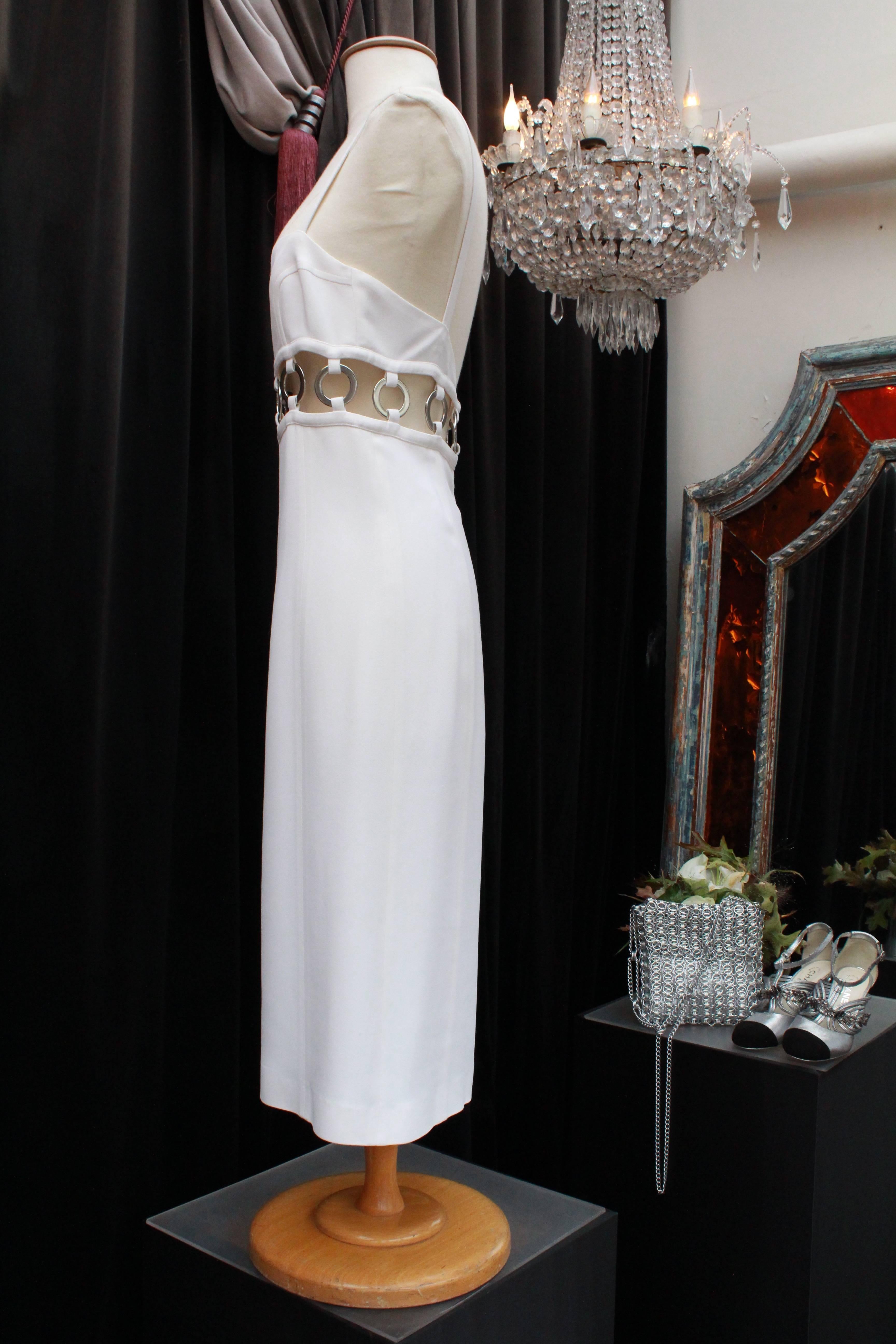 Paco Rabanne perforated white dress, 2010s   In Excellent Condition In Paris, FR