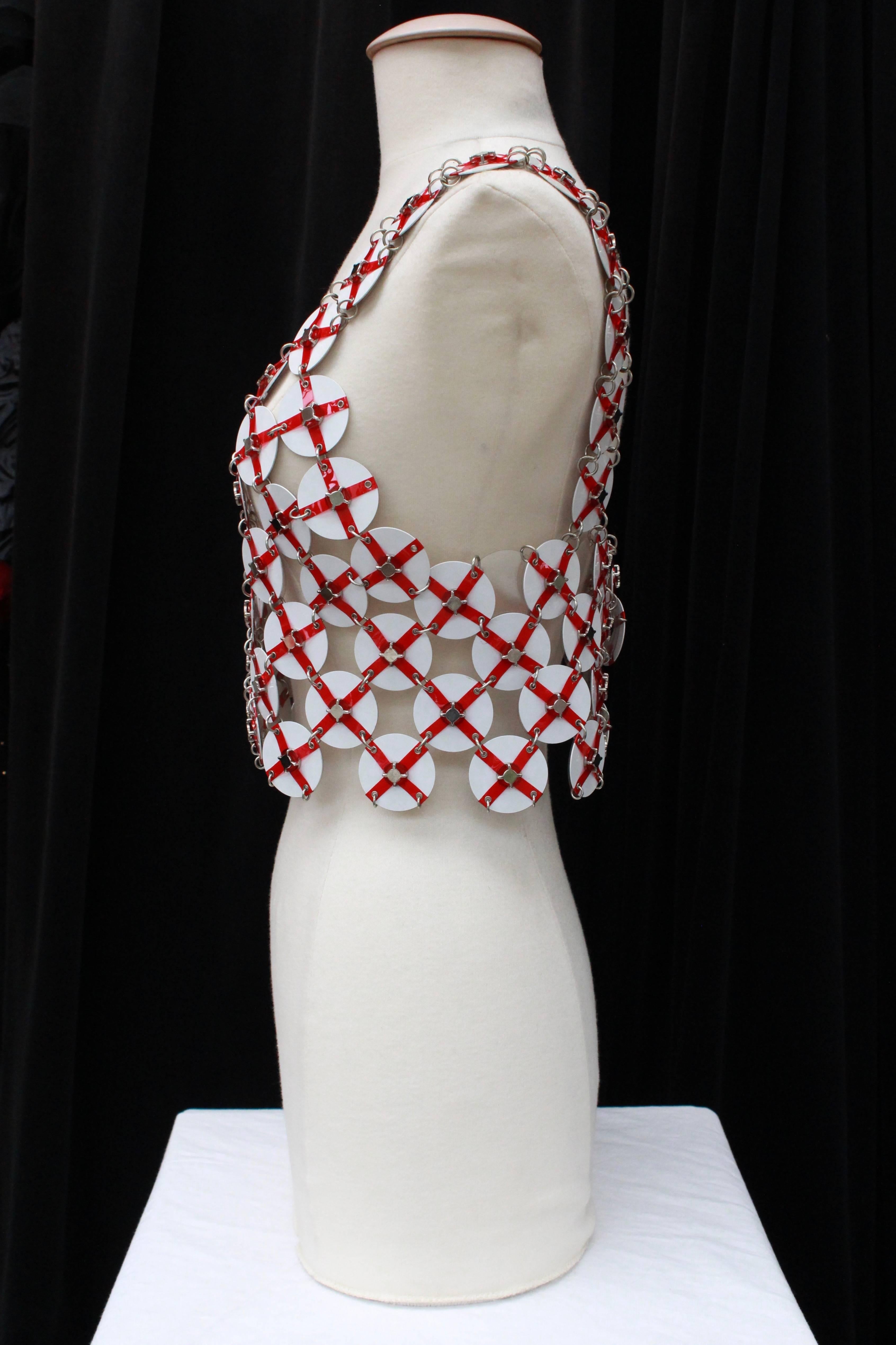 Paco Rabanne stunning red and white chips top, 2000s  In Excellent Condition In Paris, FR