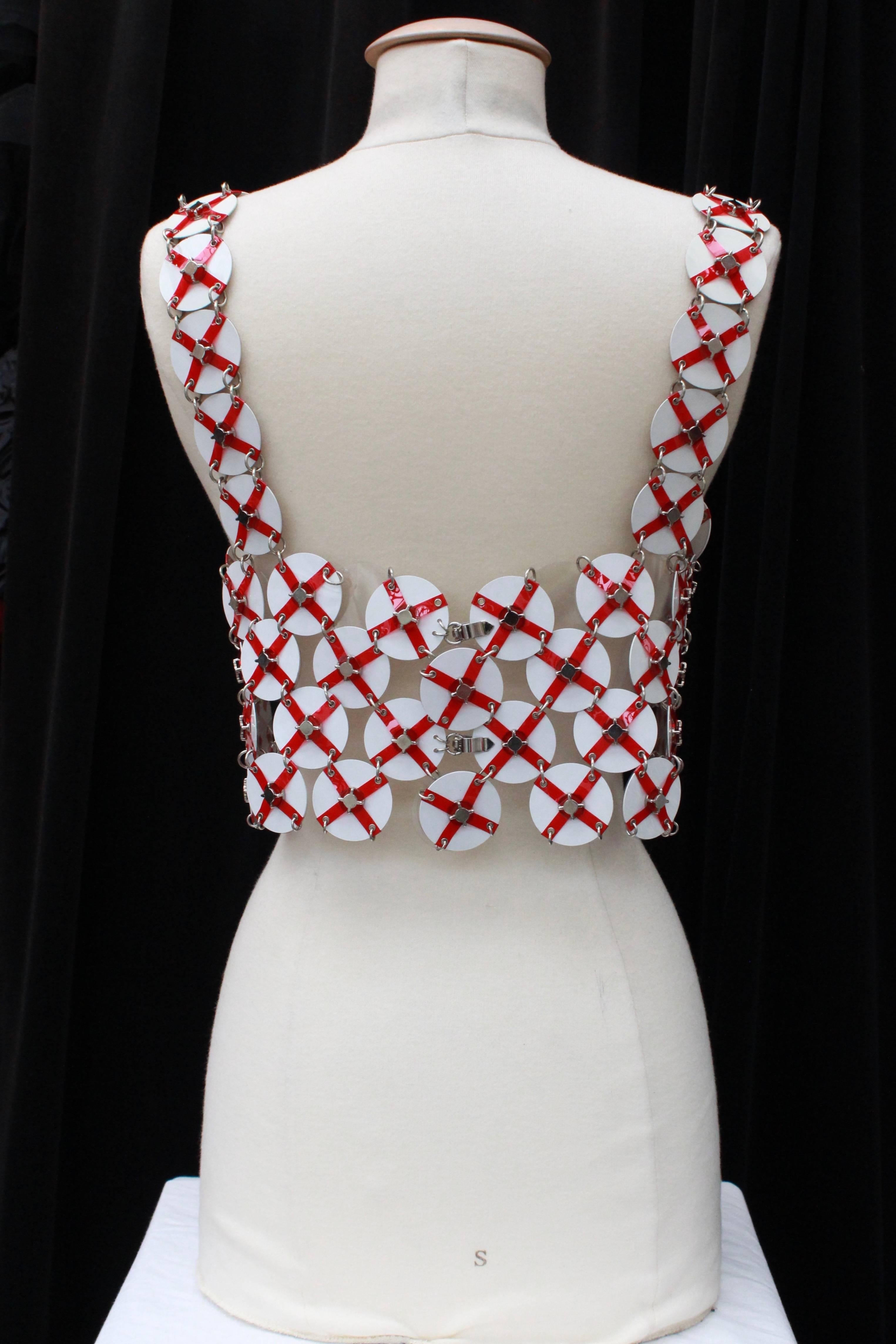 Gray Paco Rabanne stunning red and white chips top, 2000s 