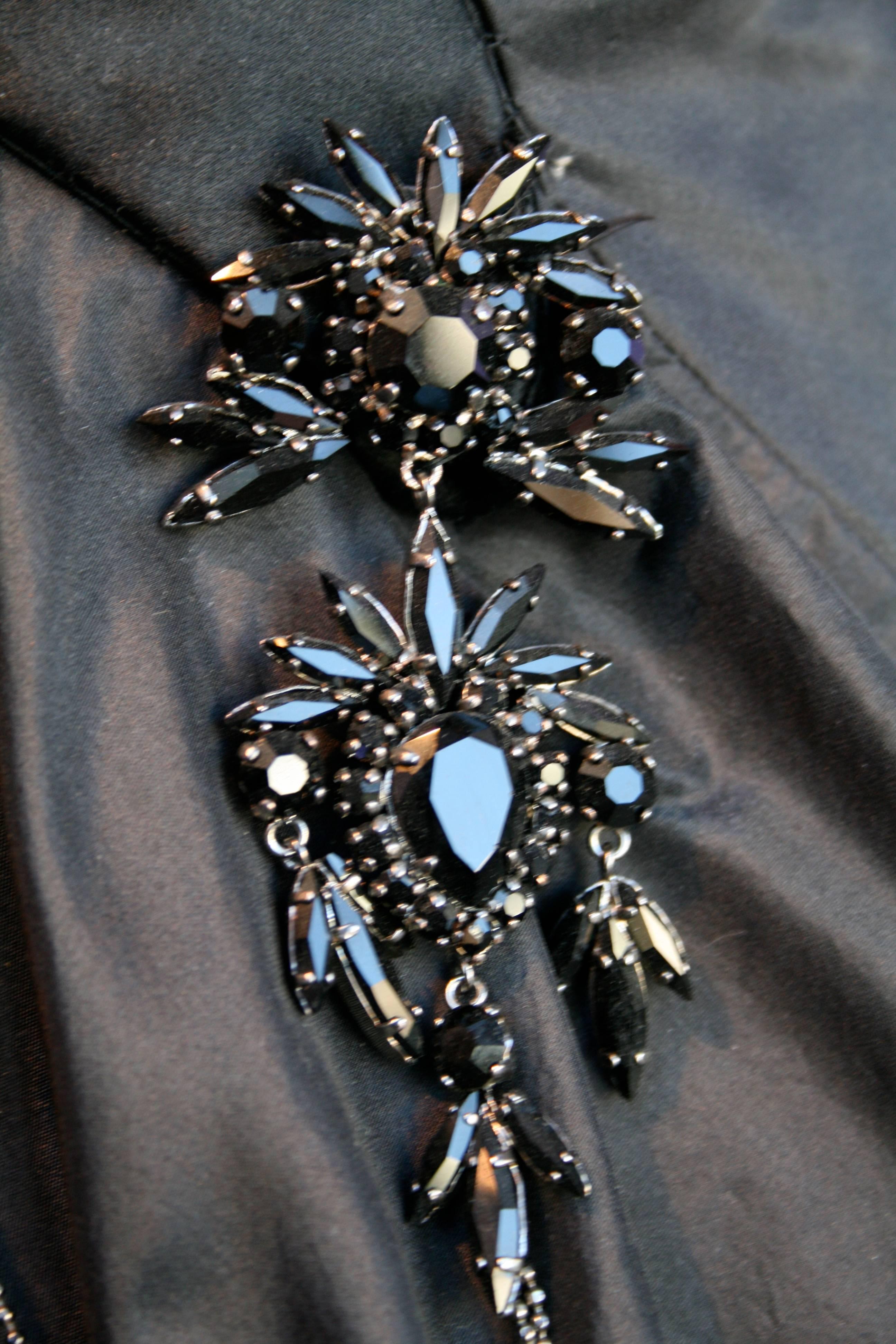 Torrente Haute Couture black taffeta jewel dress For Sale 2