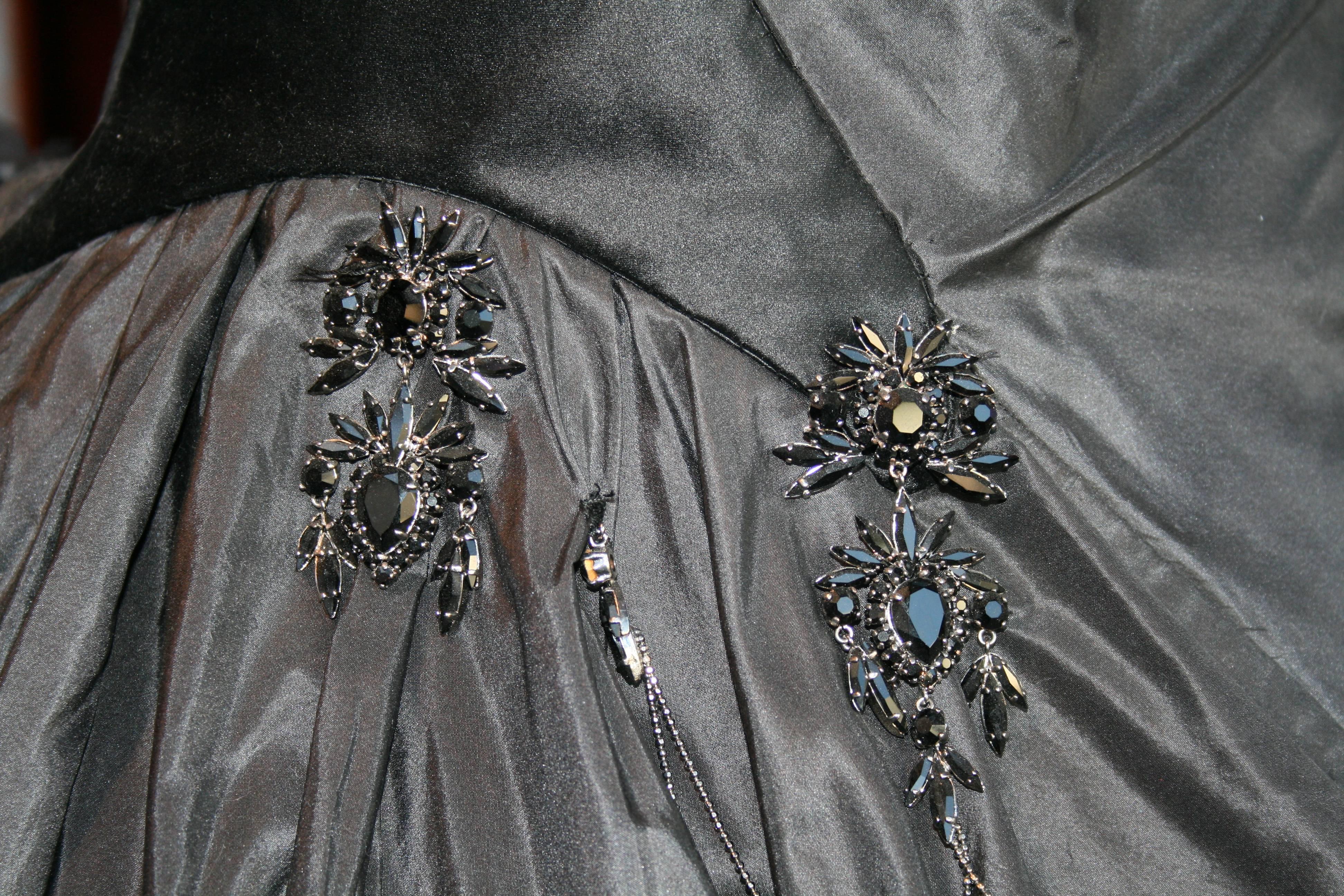 Torrente Haute Couture black taffeta jewel dress For Sale 1