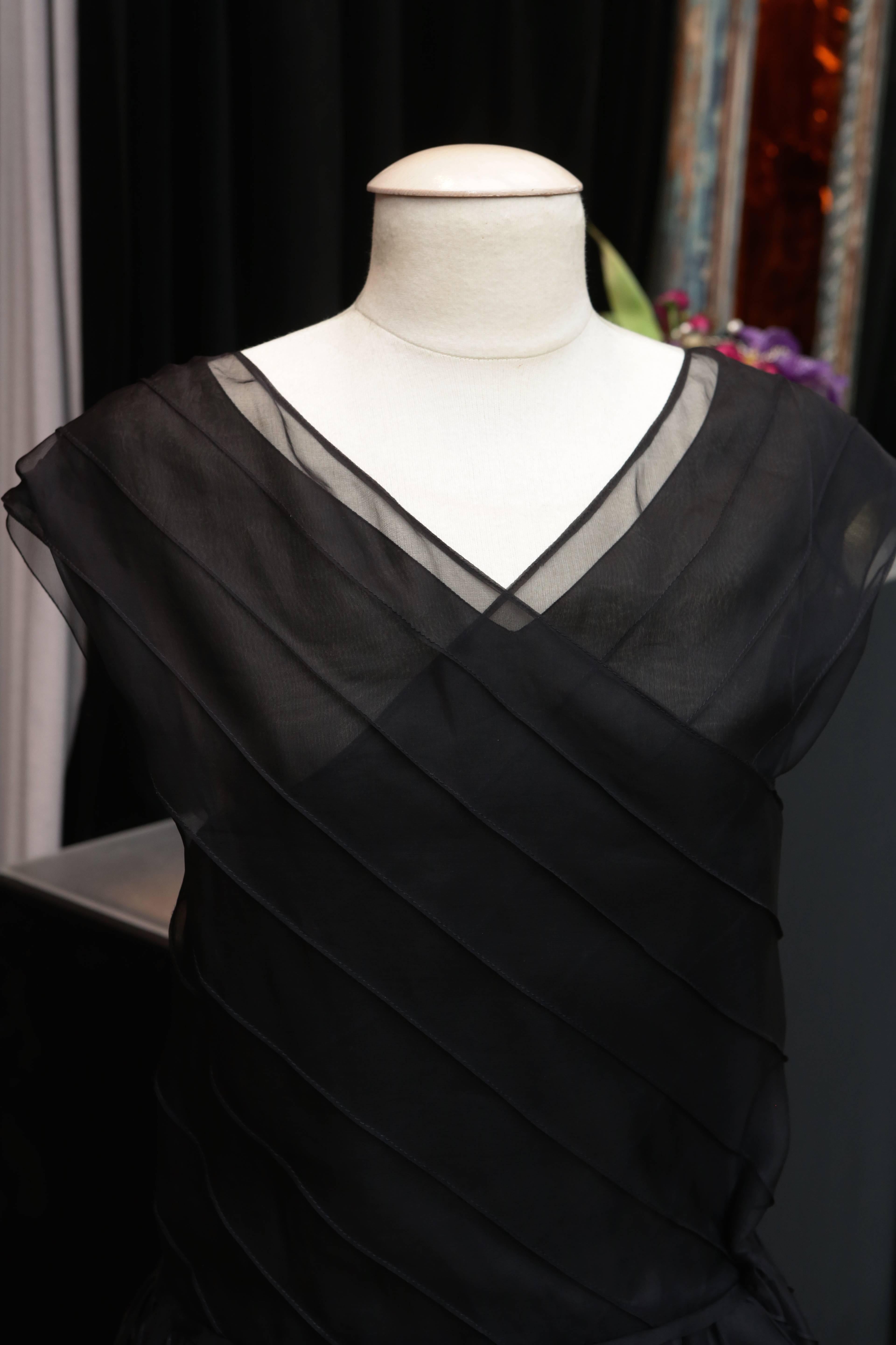 Chanel Long Black Silk Evening Gown Fall 1998  2