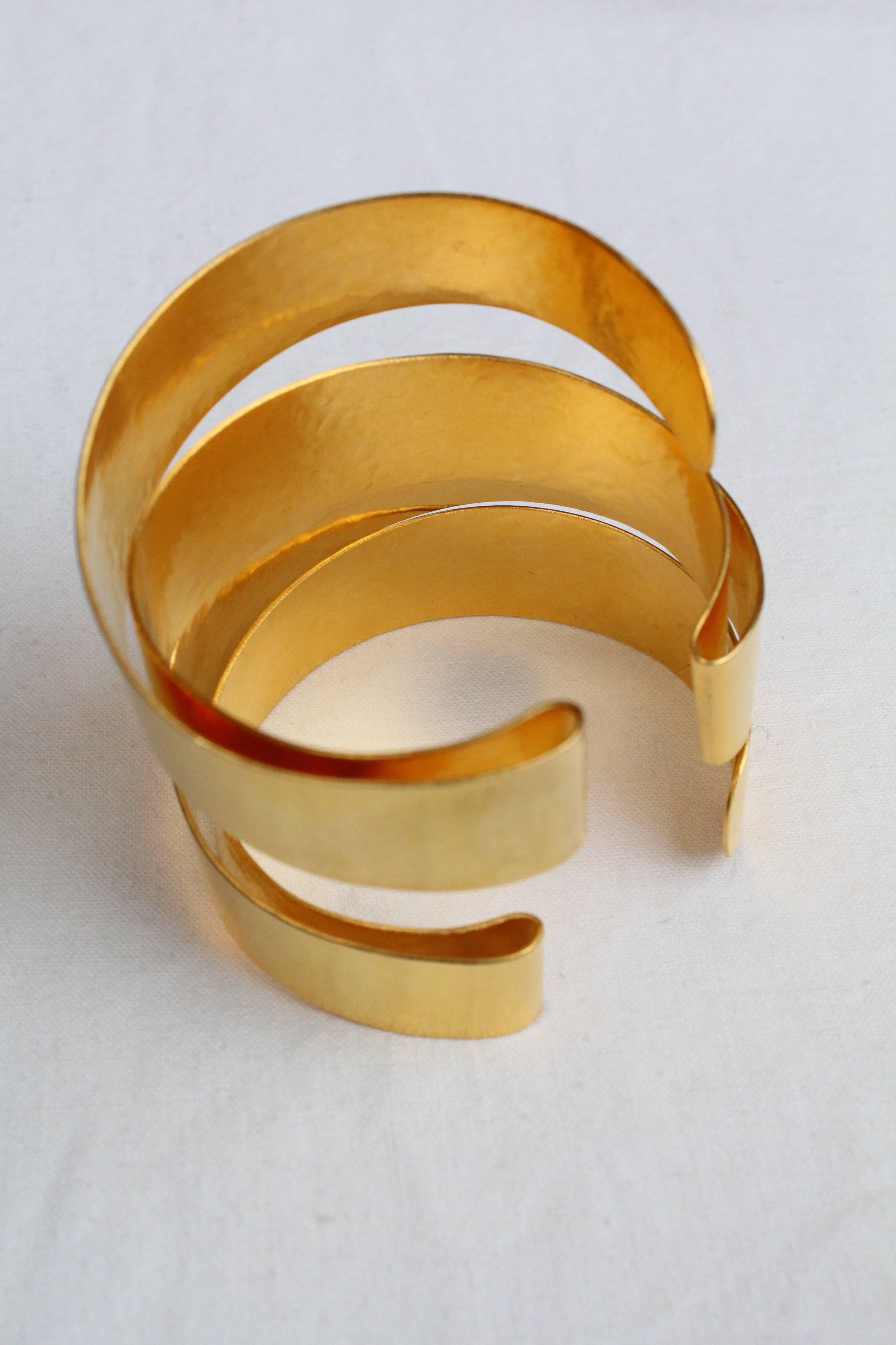 2000s Herve Van Der Straeten openwork gilded metal cuff bracelet 2