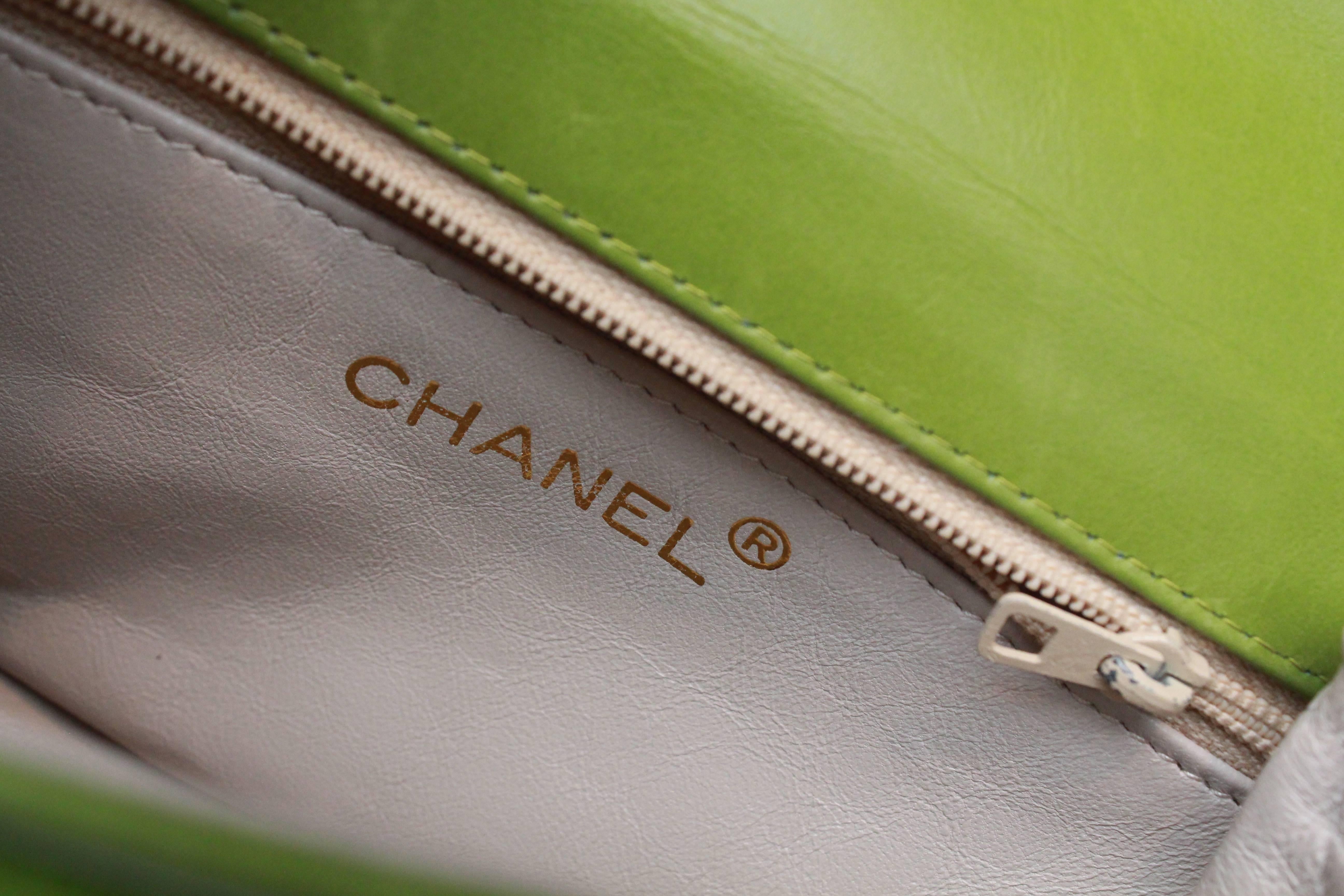 Chanel green satin jewel evening bag For Sale 2