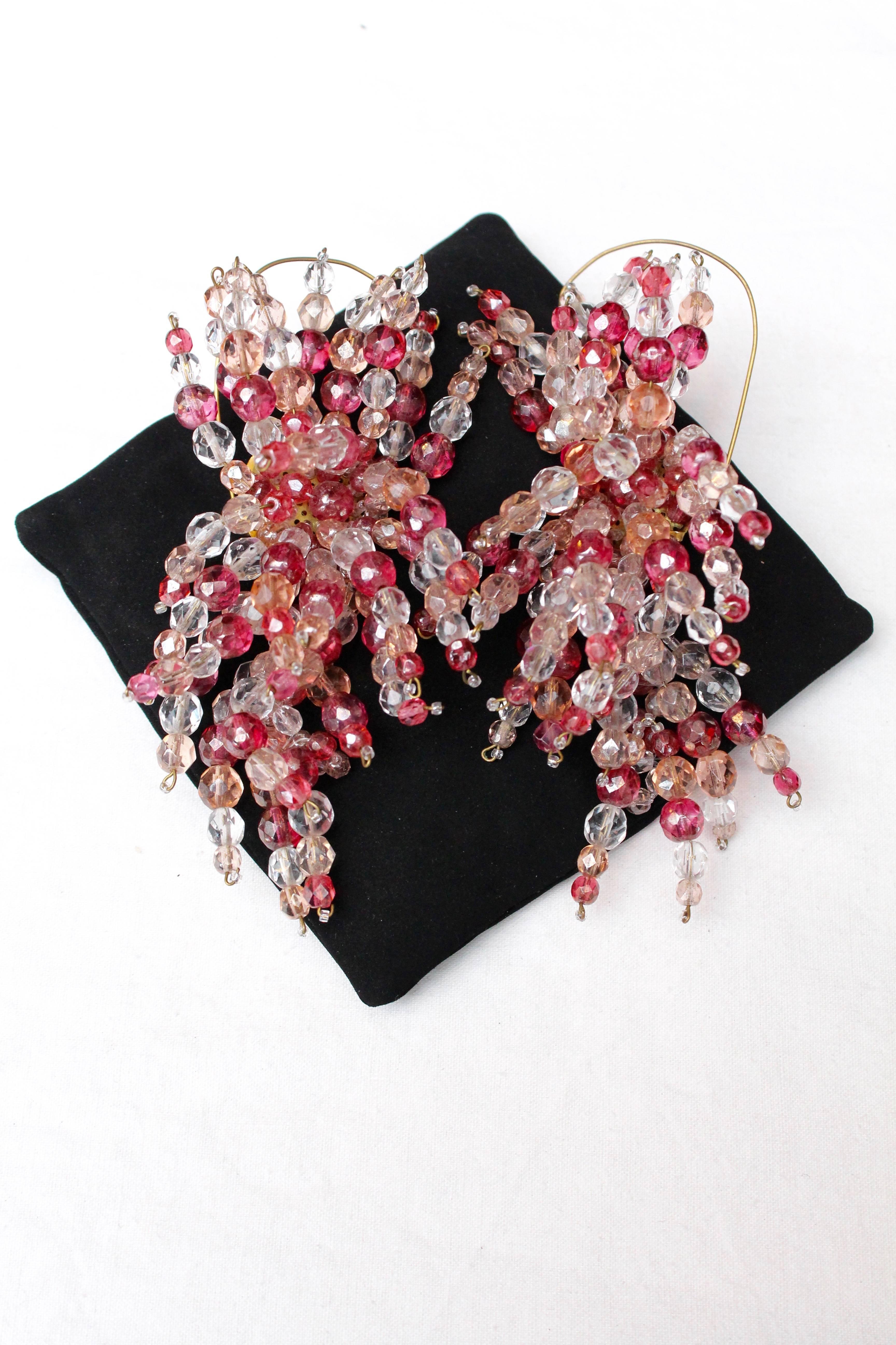 1960s Coppola e Toppo spectacular pink “fireworks” earrings In Good Condition In Paris, FR