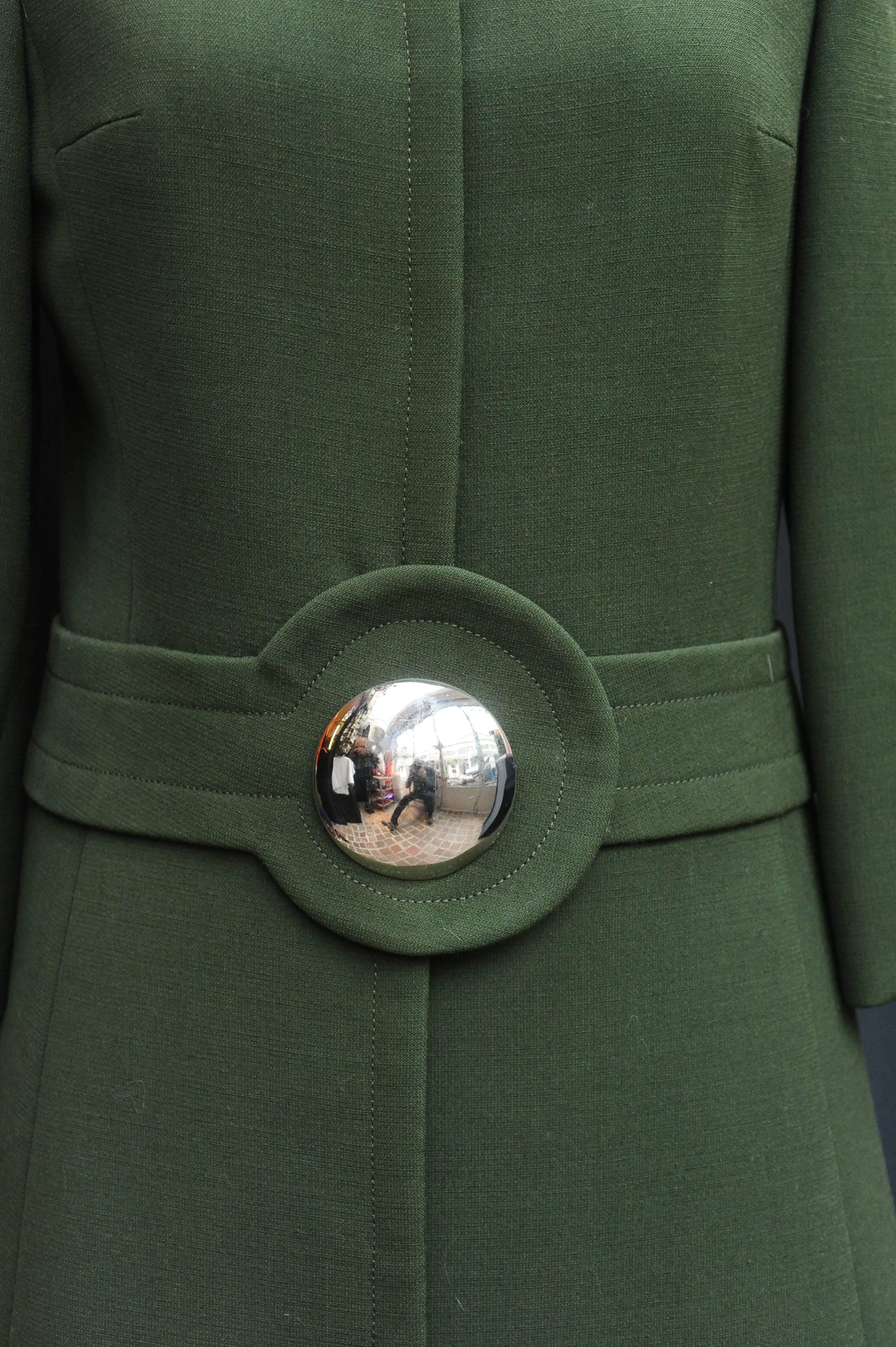 Pierre Cardin khaki green coat, 1960s  1