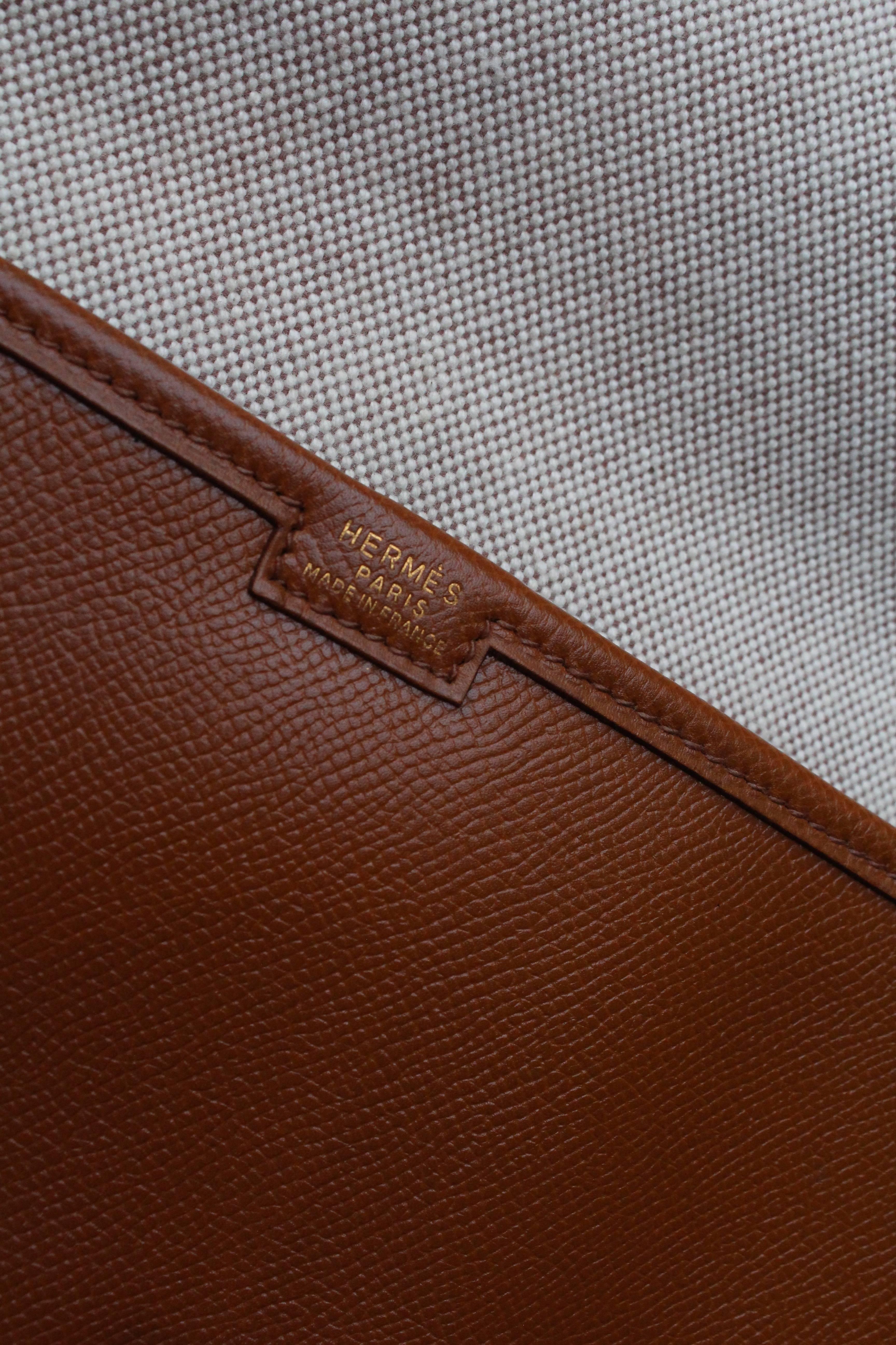 Hermès “Jige” model clutch in tan togo leather 2