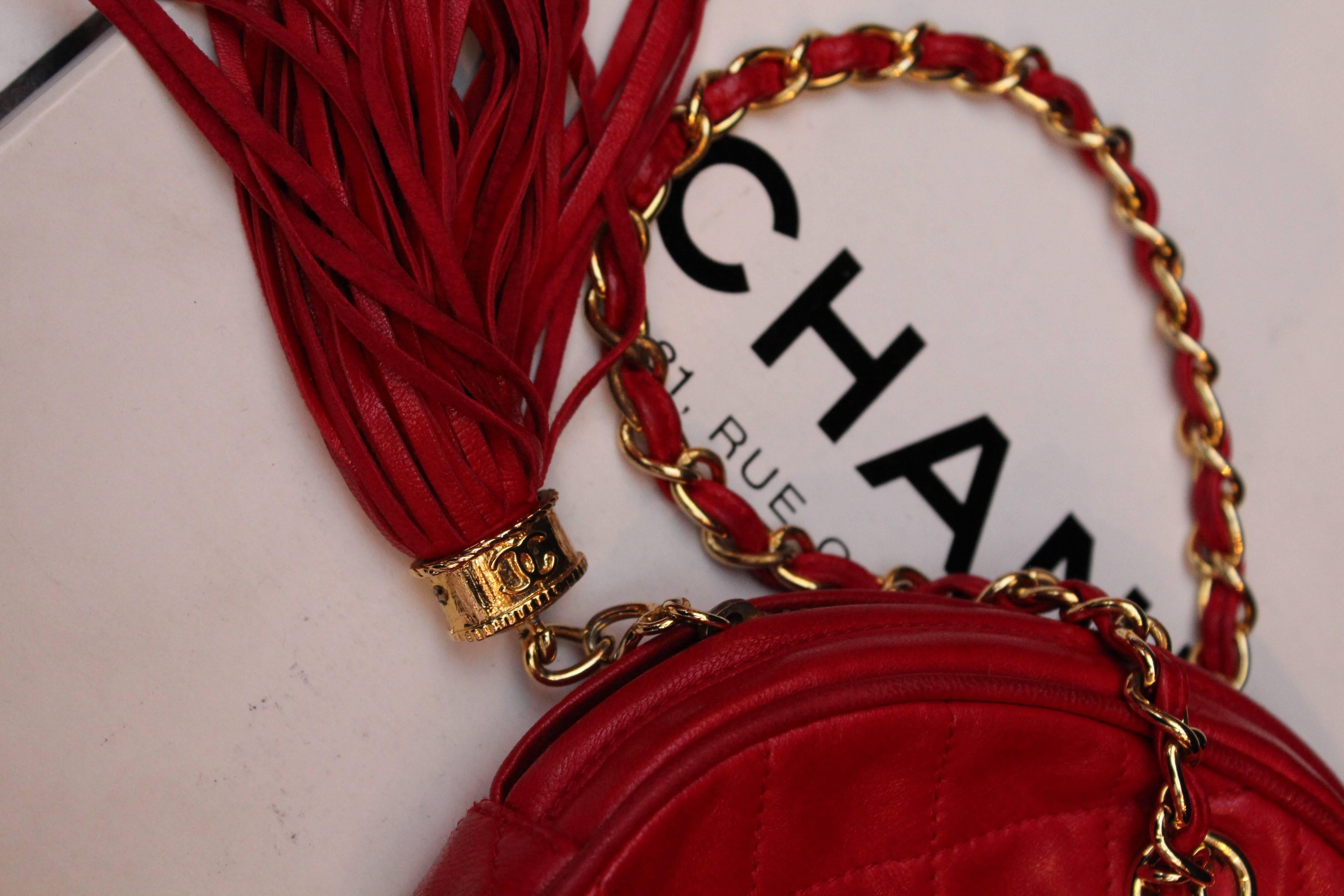 Chanel small red quilted leather evening bag, 1990s  2