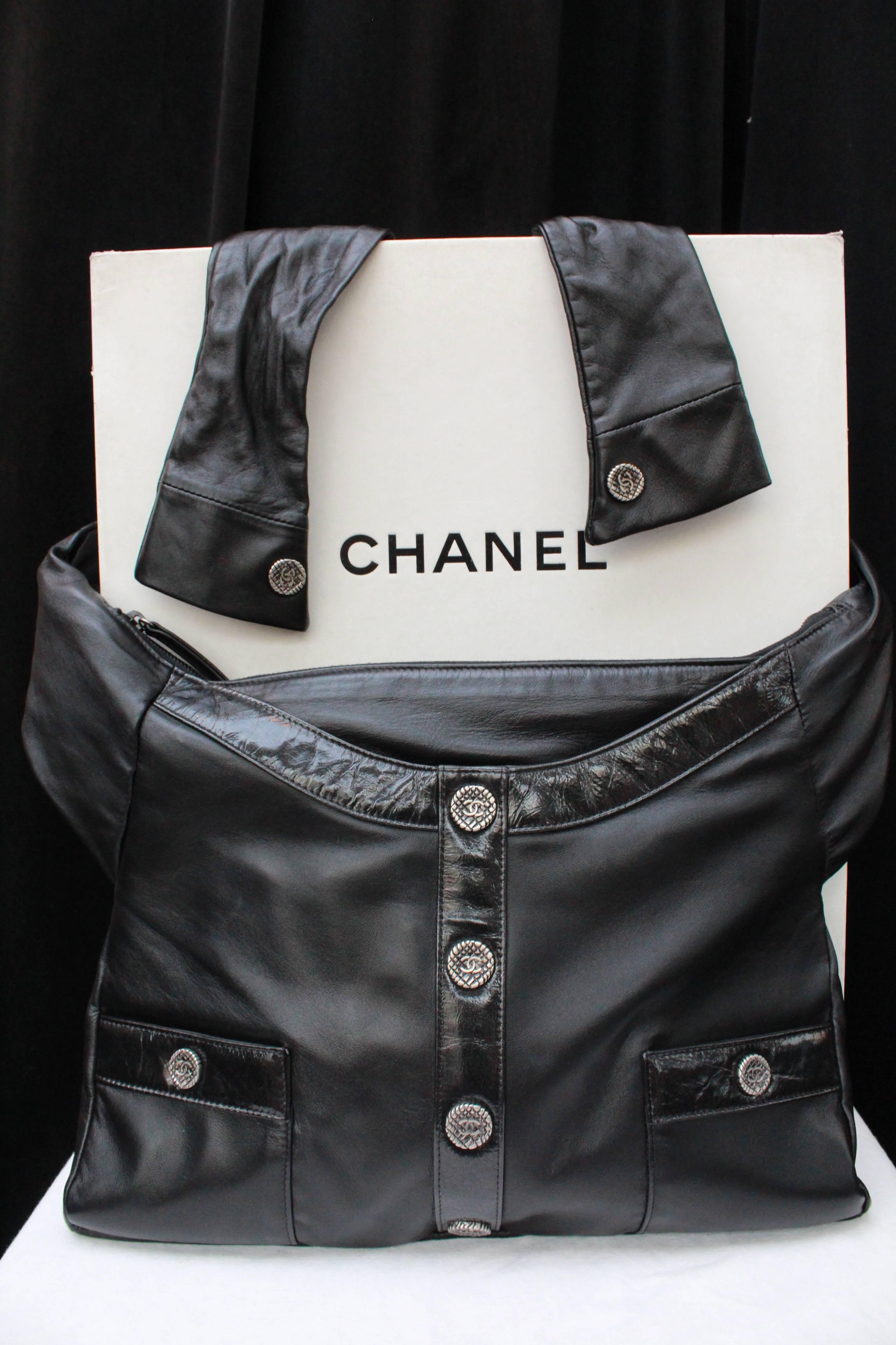 Black Chanel “Girl” black lambskin bag, Circa 2015  For Sale