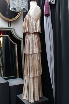 Lanvin gold lamé long evening gown
