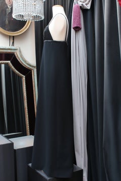 Courrèges long black sequined evening dress, 1970s