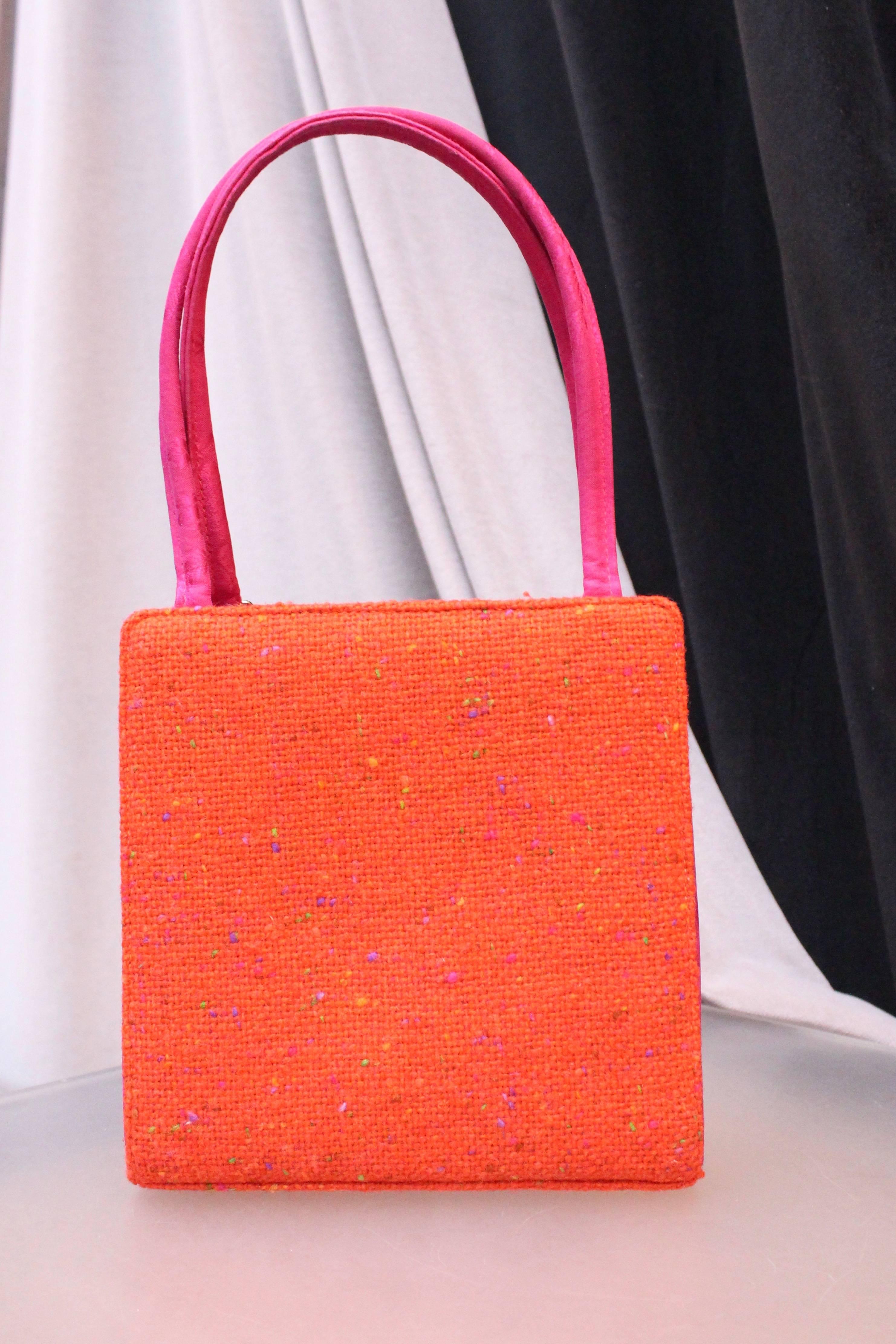 orange wool handbag bag