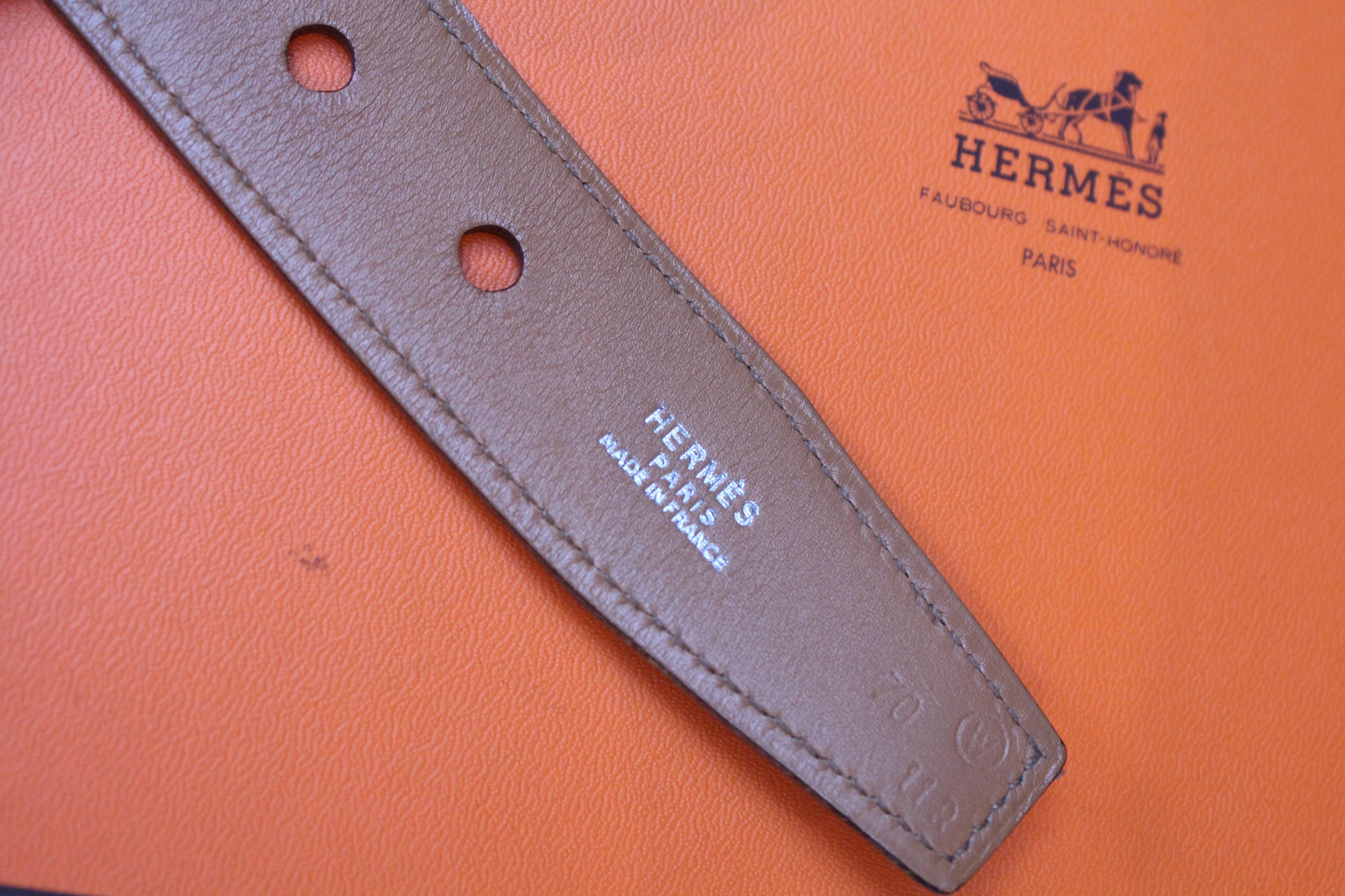 Hermès brown leather belt and clutch 4