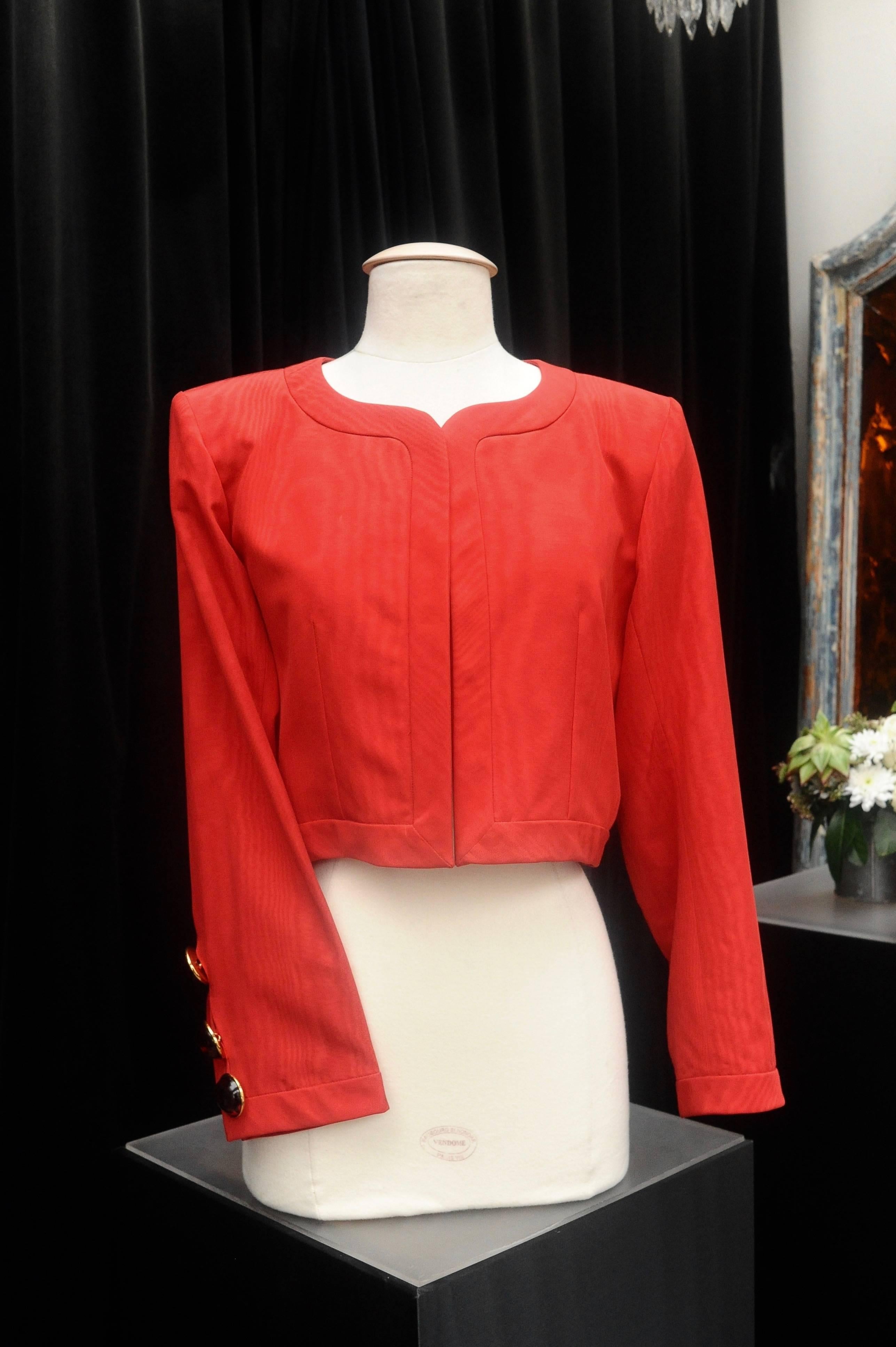 Black Yves Saint Laurent Rive Gauche red and black skirt set