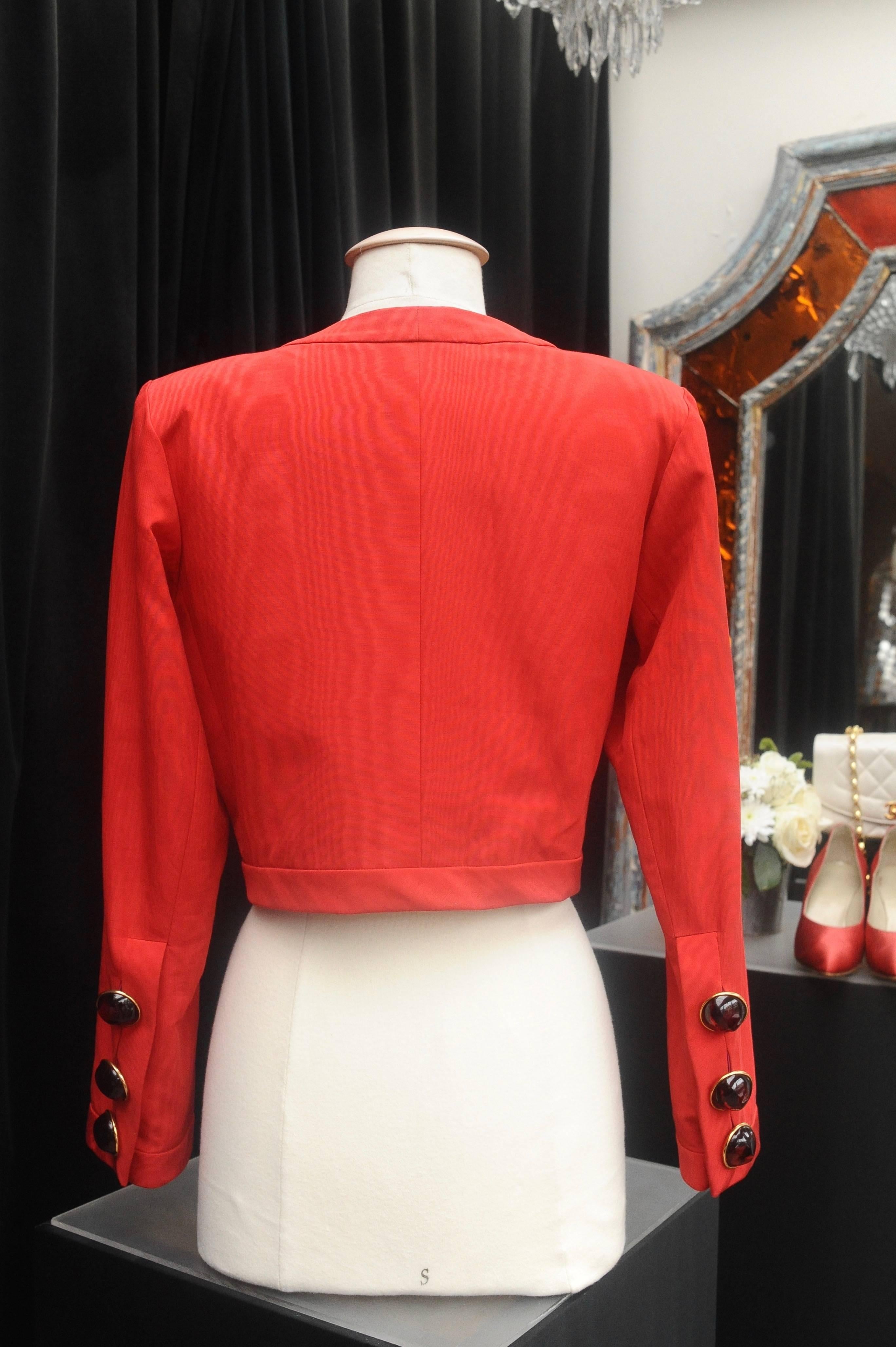 Yves Saint Laurent Rive Gauche red and black skirt set In Good Condition In Paris, FR