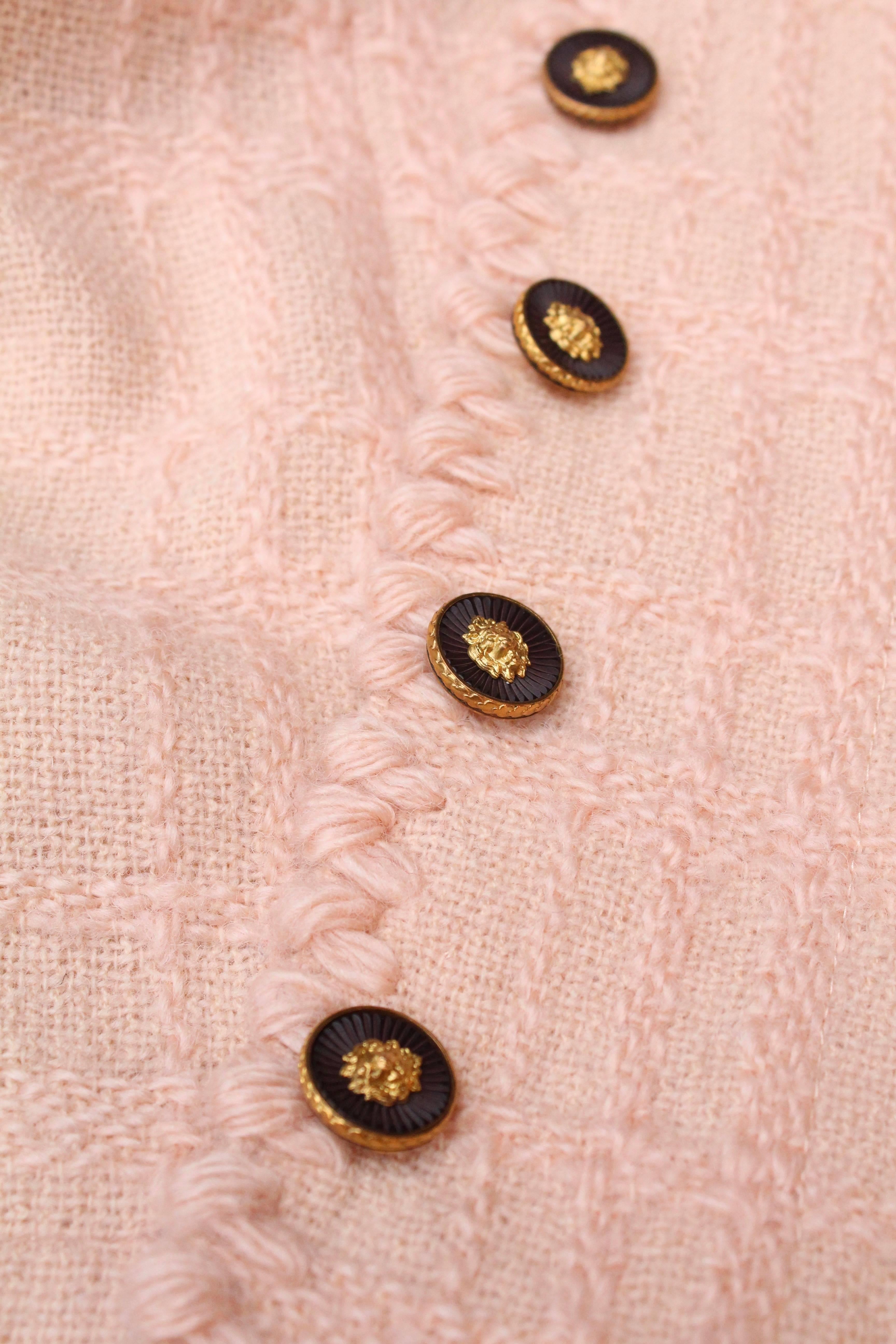 Chanel Haute Couture light pink wool skirt set, 1960s 2