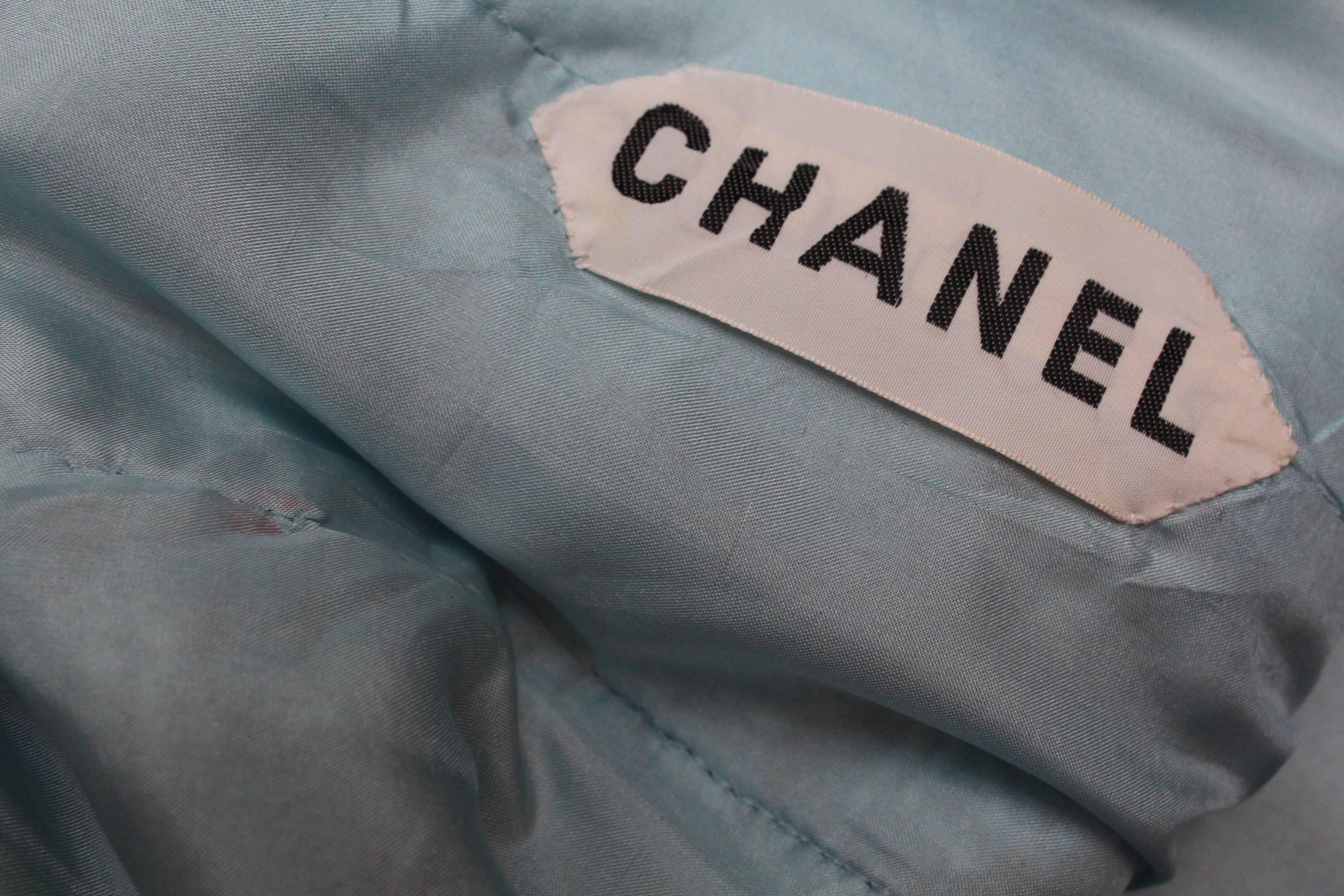 Chanel Haute Couture blue wool skirt set, 1960s 4