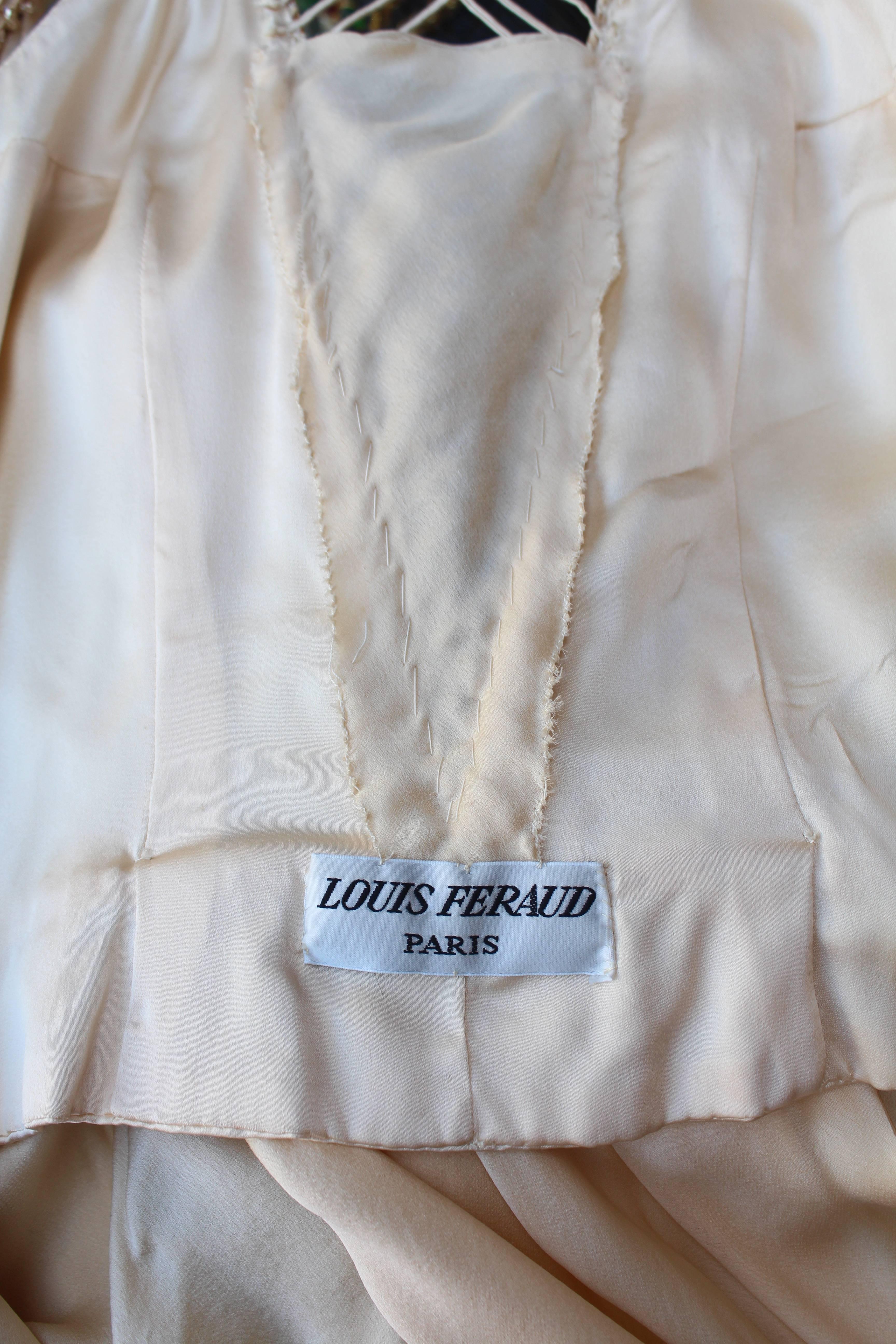 1980s Louis Féraud Haute Couture beautiful ivory silk evening gown 6