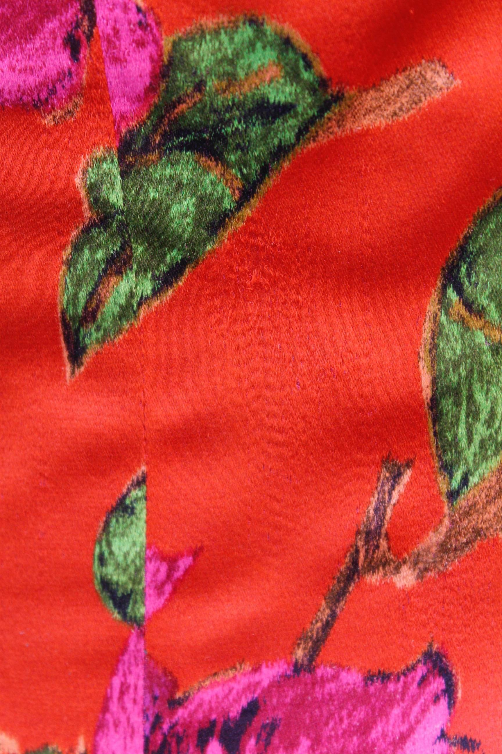 Nina Ricci red opera dress with pink and green floral print, 1990s  7
