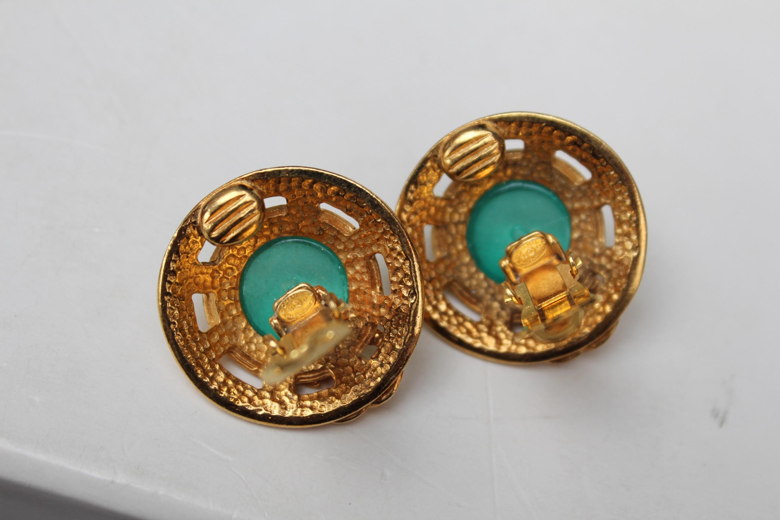 Chanel gold and green earrings, 1996 Spring Collection 1