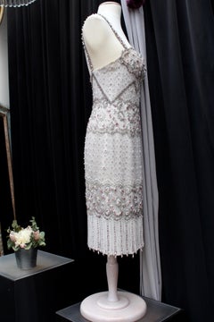 Emanuel Ungaro Couture white and pink beaded dress
